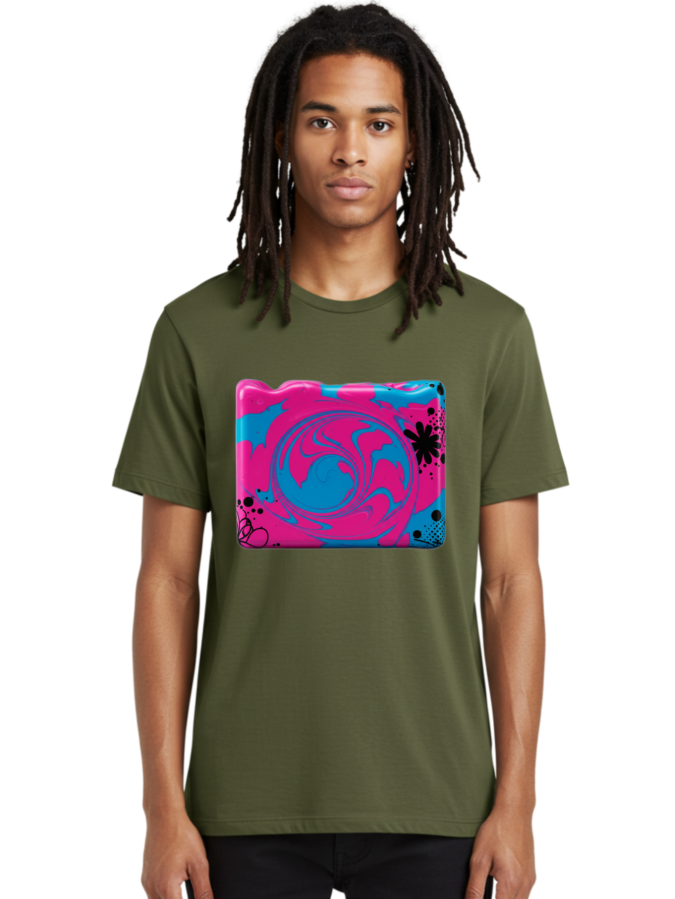 Pink-Blue-Swirl Men'S Graphic Tee, 100% Cotton, Comfortable Casual Summer Wear, Machine Washable, Vintage Camera, Old Camera, Antique Camera, Black Camera, Classic Photography, Photography Equipment, Nostalgic Device, Film Camera, Camera Art Baf349