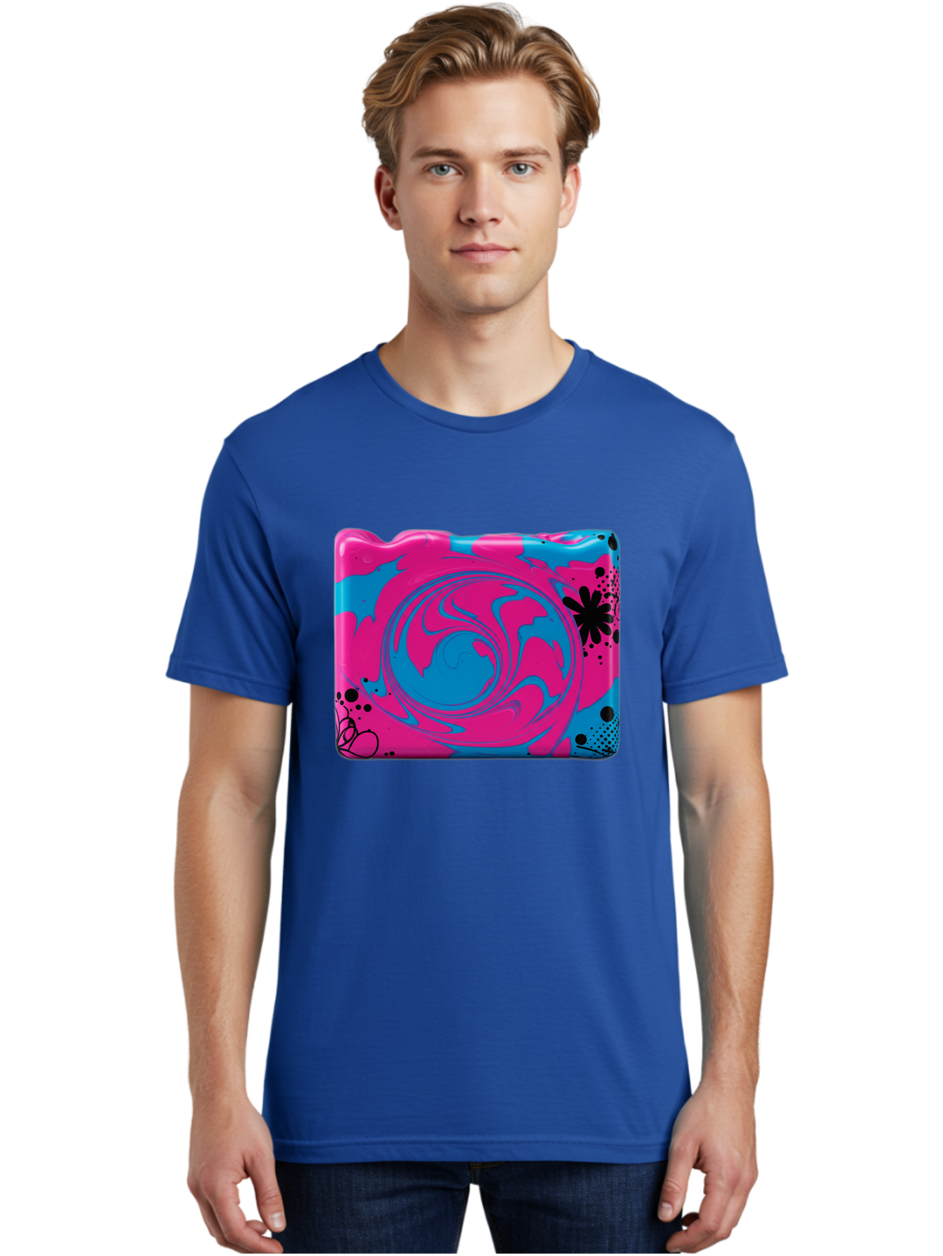 Pink-Blue-Swirl Men'S Graphic Tee, 100% Cotton, Comfortable Casual Summer Wear, Machine Washable, Vintage Camera, Old Camera, Antique Camera, Black Camera, Classic Photography, Photography Equipment, Nostalgic Device, Film Camera, Camera Art Baf349