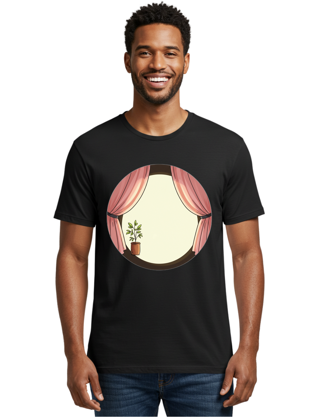 Pink-Curtain-Potted-Plant Men'S Graphic Tee, 100% Cotton, Comfortable Casual Summer Wear, Machine Washable, Vintage Camera, Old Camera, Antique Camera, Black Camera, Classic Photography, Photography Equipment, Nostalgic Device, Film Camera, Baf350