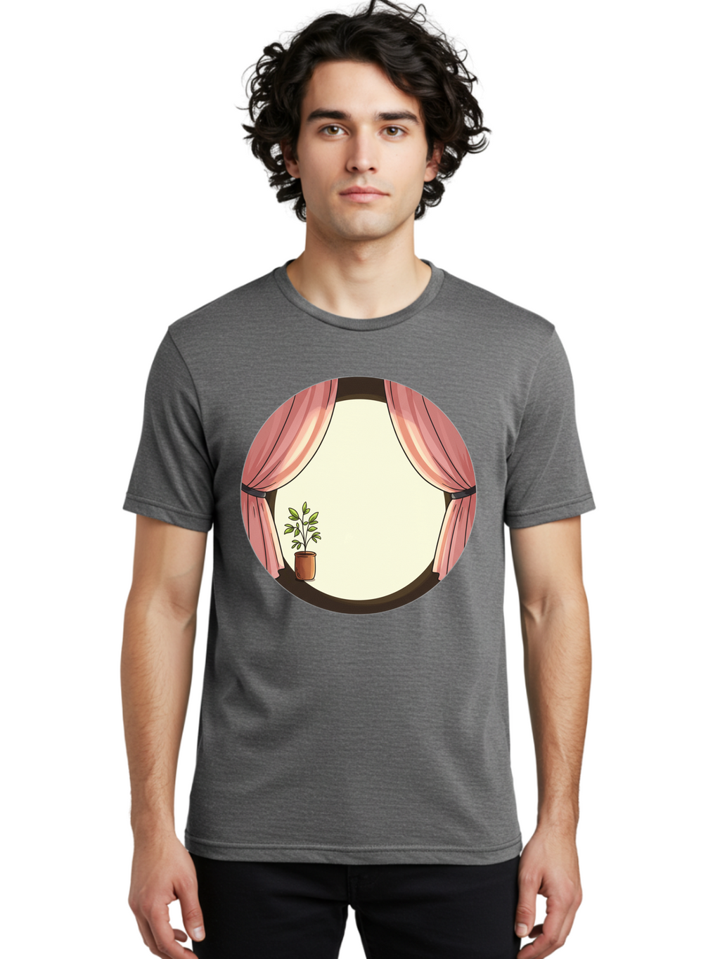 Pink-Curtain-Potted-Plant Men'S Graphic Tee, 100% Cotton, Comfortable Casual Summer Wear, Machine Washable, Vintage Camera, Old Camera, Antique Camera, Black Camera, Classic Photography, Photography Equipment, Nostalgic Device, Film Camera, Baf350