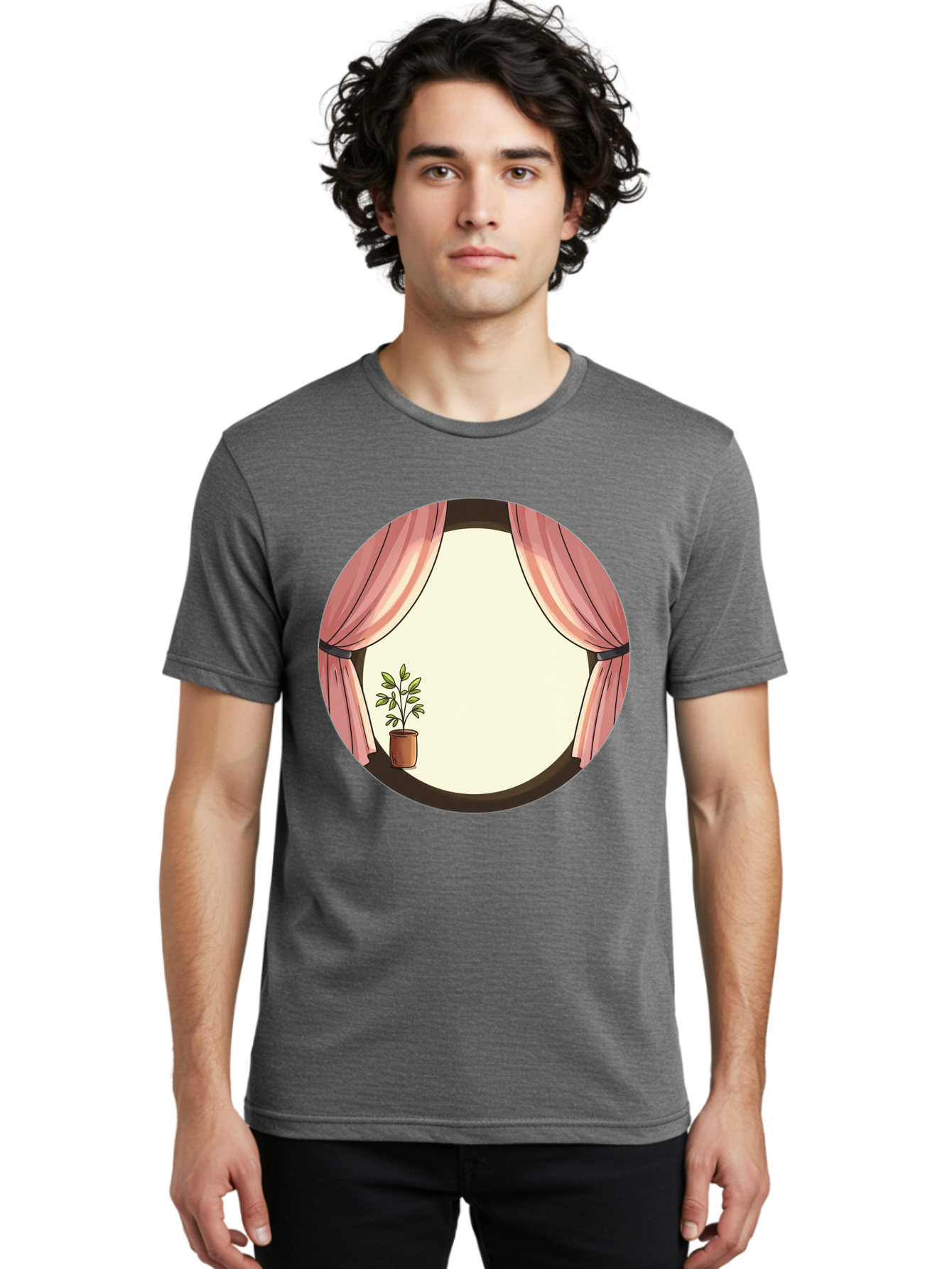 Pink-Curtain-Potted-Plant Men'S Graphic Tee, 100% Cotton, Comfortable Casual Summer Wear, Machine Washable, Vintage Camera, Old Camera, Antique Camera, Black Camera, Classic Photography, Photography Equipment, Nostalgic Device, Film Camera, Baf350