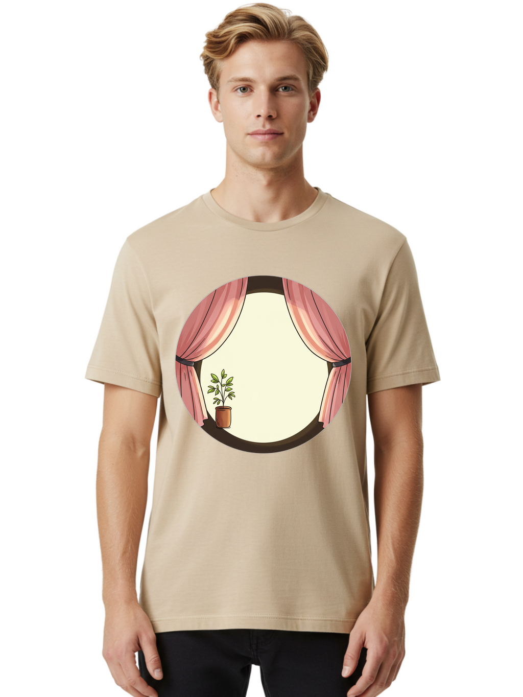 Pink-Curtain-Potted-Plant Men'S Graphic Tee, 100% Cotton, Comfortable Casual Summer Wear, Machine Washable, Vintage Camera, Old Camera, Antique Camera, Black Camera, Classic Photography, Photography Equipment, Nostalgic Device, Film Camera, Baf350