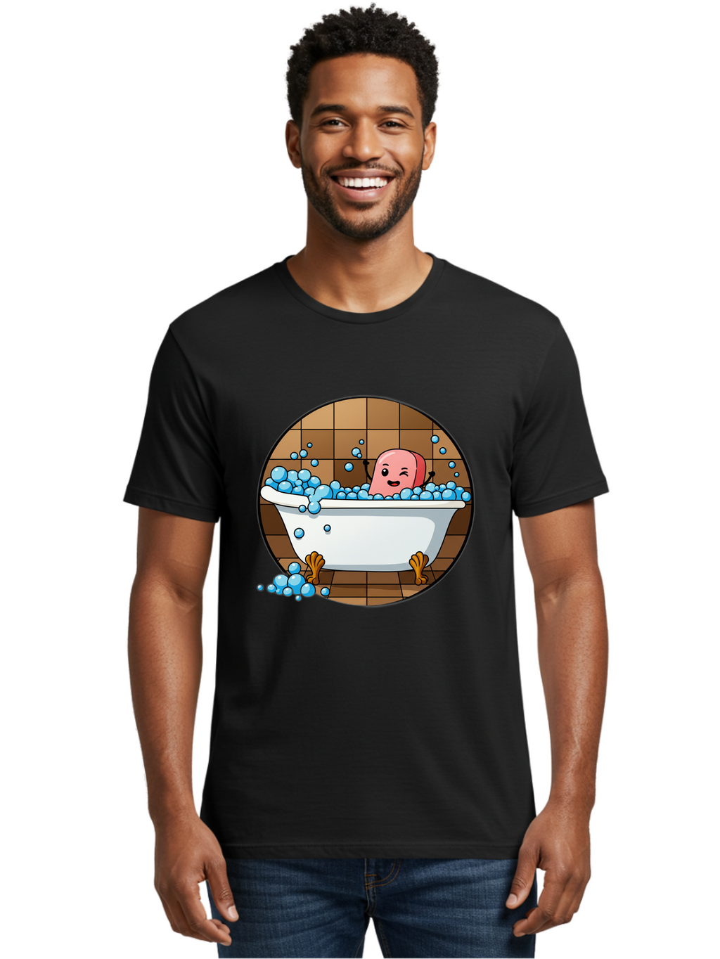 Pink-Head-In-White-Bathtub Men'S Graphic Tee, 100% Cotton, Comfortable Casual Summer Wear, Machine Washable, Vintage Camera, Old Camera, Antique Camera, Black Camera, Classic Photography, Photography Equipment, Nostalgic Device, Film Camera, Baf352