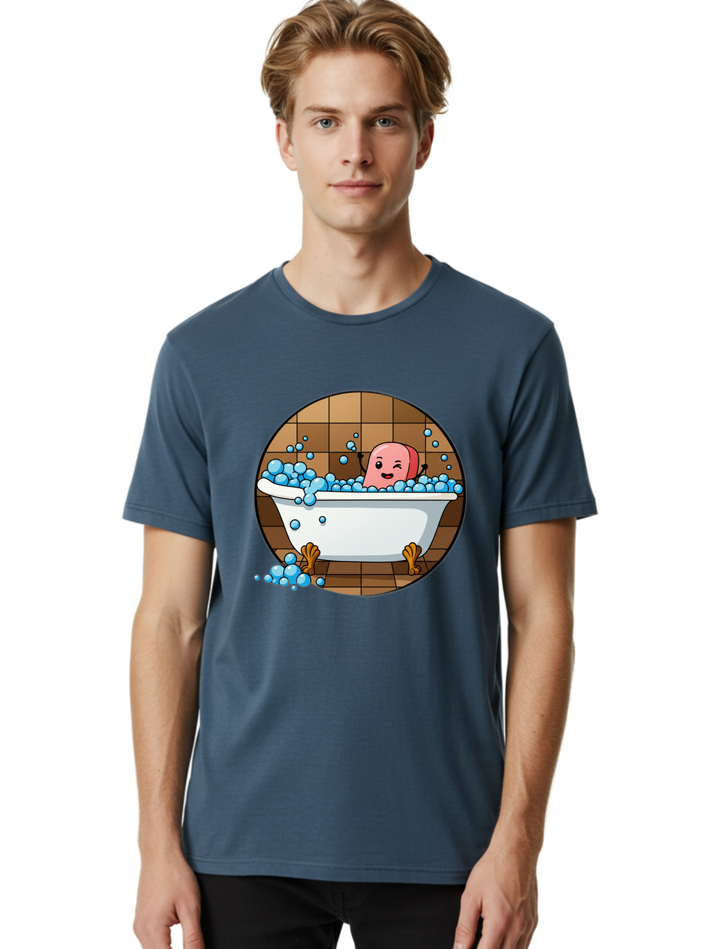Pink-Head-In-White-Bathtub Men'S Graphic Tee, 100% Cotton, Comfortable Casual Summer Wear, Machine Washable, Vintage Camera, Old Camera, Antique Camera, Black Camera, Classic Photography, Photography Equipment, Nostalgic Device, Film Camera, Baf352