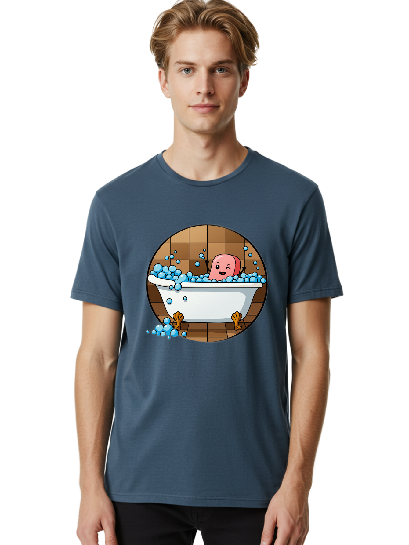 Pink-Head-In-White-Bathtub Men'S Graphic Tee, 100% Cotton, Comfortable Casual Summer Wear, Machine Washable, Vintage Camera, Old Camera, Antique Camera, Black Camera, Classic Photography, Photography Equipment, Nostalgic Device, Film Camera, Baf352