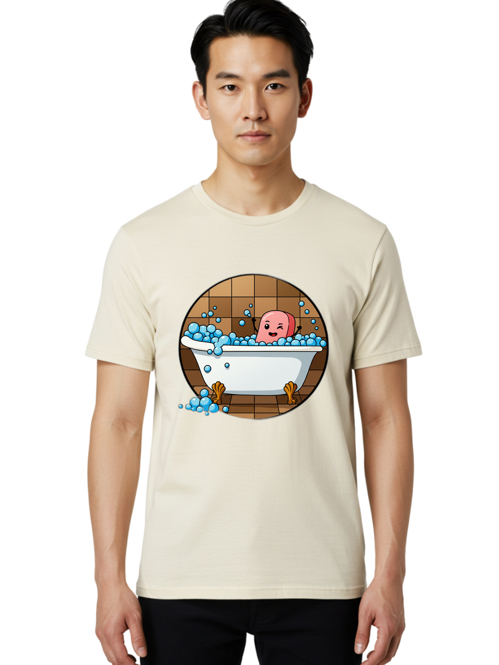 Pink-Head-In-White-Bathtub Men'S Graphic Tee, 100% Cotton, Comfortable Casual Summer Wear, Machine Washable, Vintage Camera, Old Camera, Antique Camera, Black Camera, Classic Photography, Photography Equipment, Nostalgic Device, Film Camera, Baf352