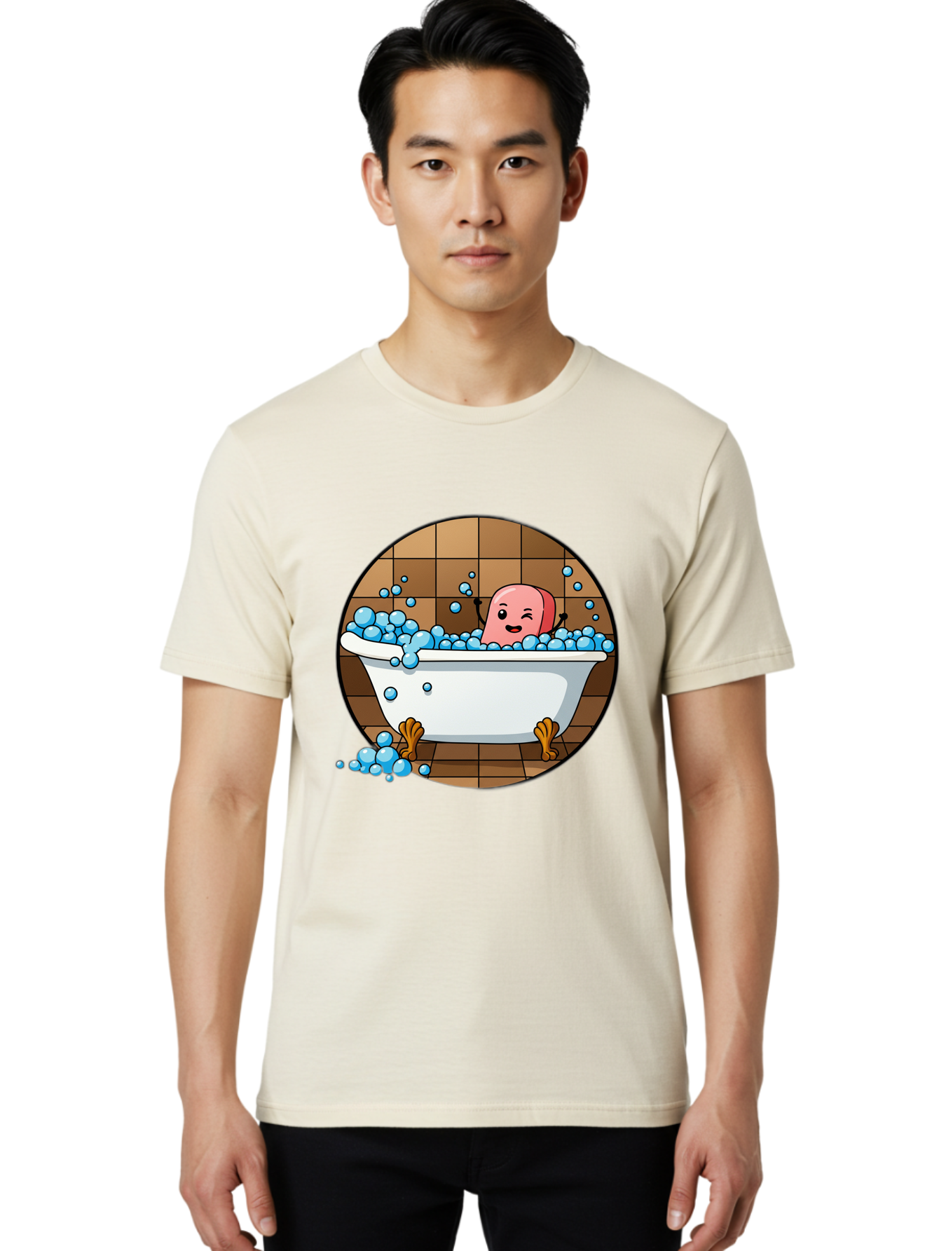 Pink-Head-In-White-Bathtub Men'S Graphic Tee, 100% Cotton, Comfortable Casual Summer Wear, Machine Washable, Vintage Camera, Old Camera, Antique Camera, Black Camera, Classic Photography, Photography Equipment, Nostalgic Device, Film Camera, Baf352