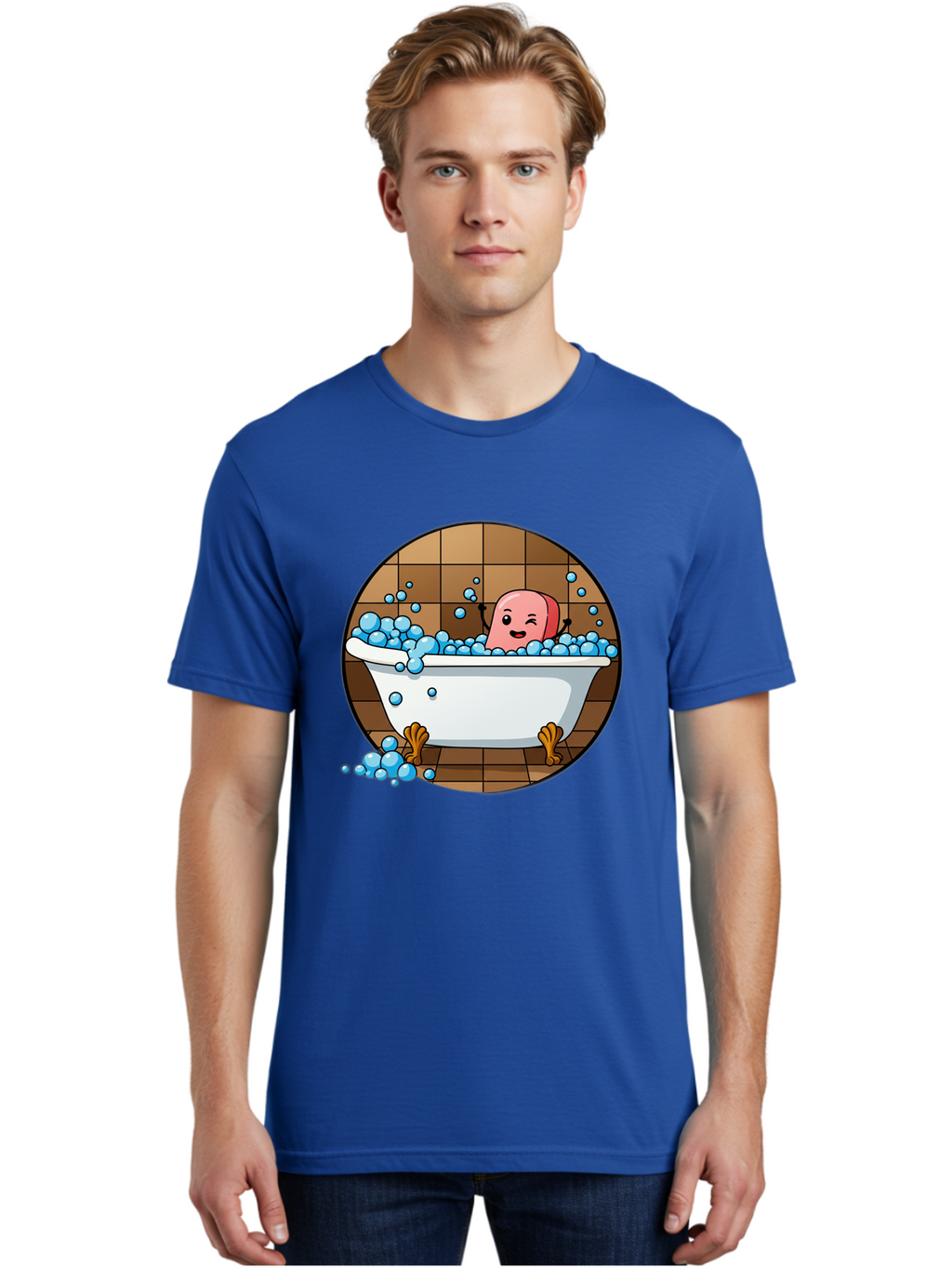 Pink-Head-In-White-Bathtub Men'S Graphic Tee, 100% Cotton, Comfortable Casual Summer Wear, Machine Washable, Vintage Camera, Old Camera, Antique Camera, Black Camera, Classic Photography, Photography Equipment, Nostalgic Device, Film Camera, Baf352