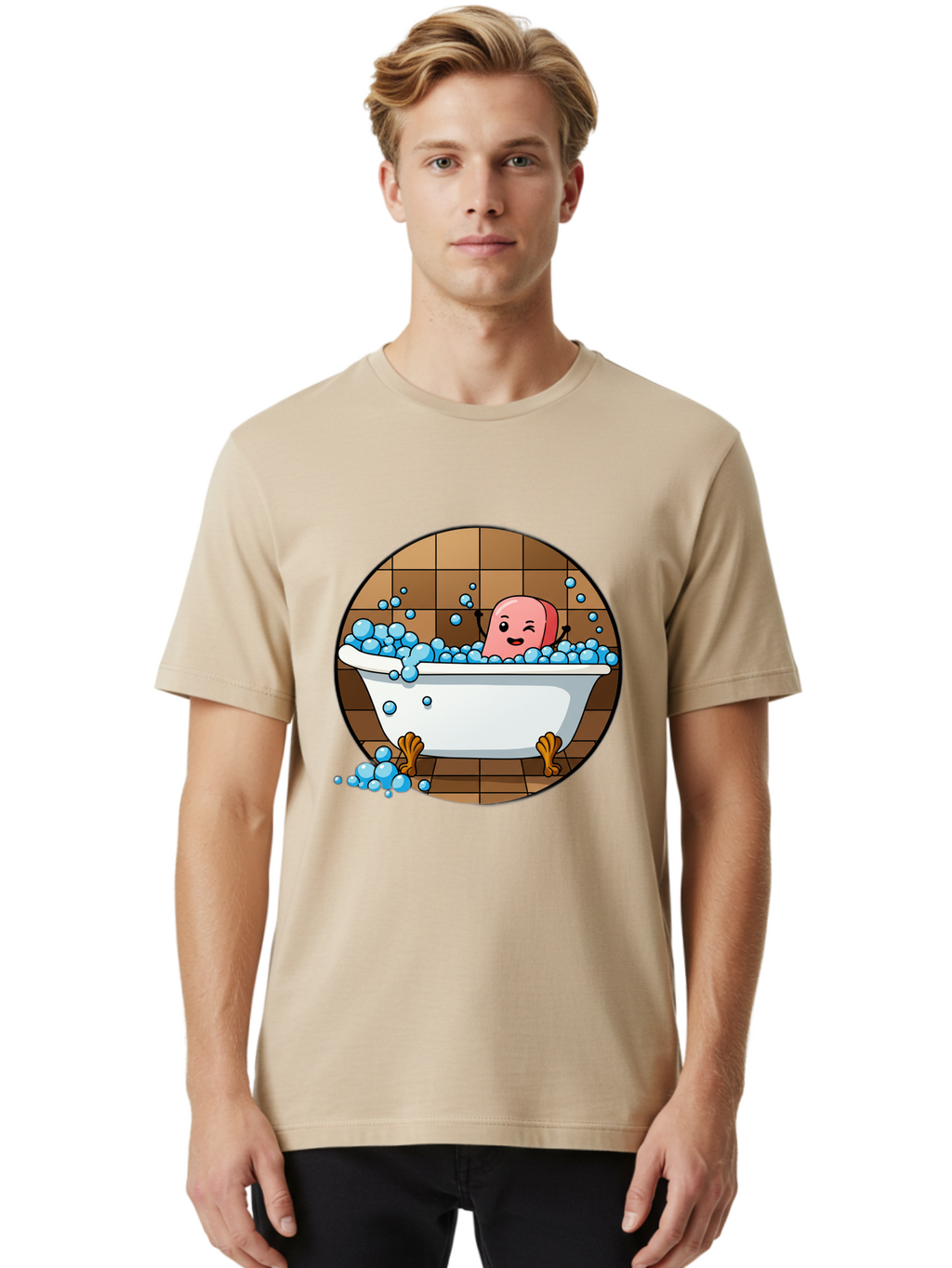 Pink-Head-In-White-Bathtub Men'S Graphic Tee, 100% Cotton, Comfortable Casual Summer Wear, Machine Washable, Vintage Camera, Old Camera, Antique Camera, Black Camera, Classic Photography, Photography Equipment, Nostalgic Device, Film Camera, Baf352