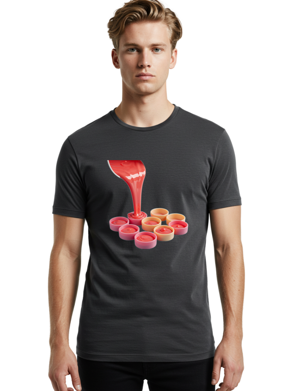Pink-Sauce-Pouring-Into-Containers Men'S Graphic Tee, 100% Cotton, Comfortable Casual Summer Wear, Machine Washable, Vintage Camera, Old Camera, Antique Camera, Black Camera, Classic Photography, Photography Equipment, Nostalgic Device, Baf355