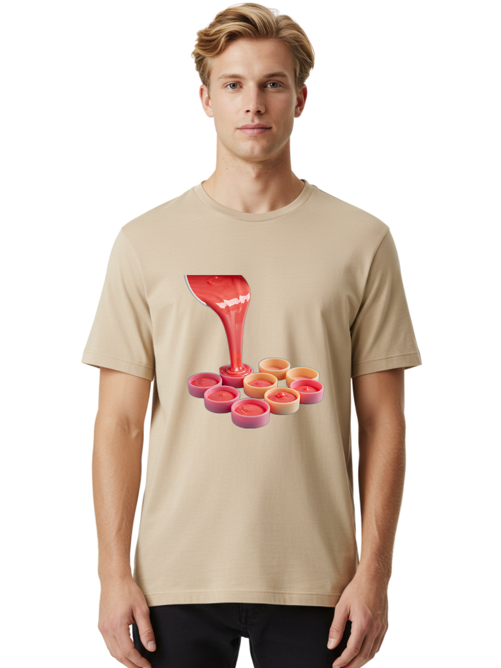 Pink-Sauce-Pouring-Into-Containers Men'S Graphic Tee, 100% Cotton, Comfortable Casual Summer Wear, Machine Washable, Vintage Camera, Old Camera, Antique Camera, Black Camera, Classic Photography, Photography Equipment, Nostalgic Device, Baf355