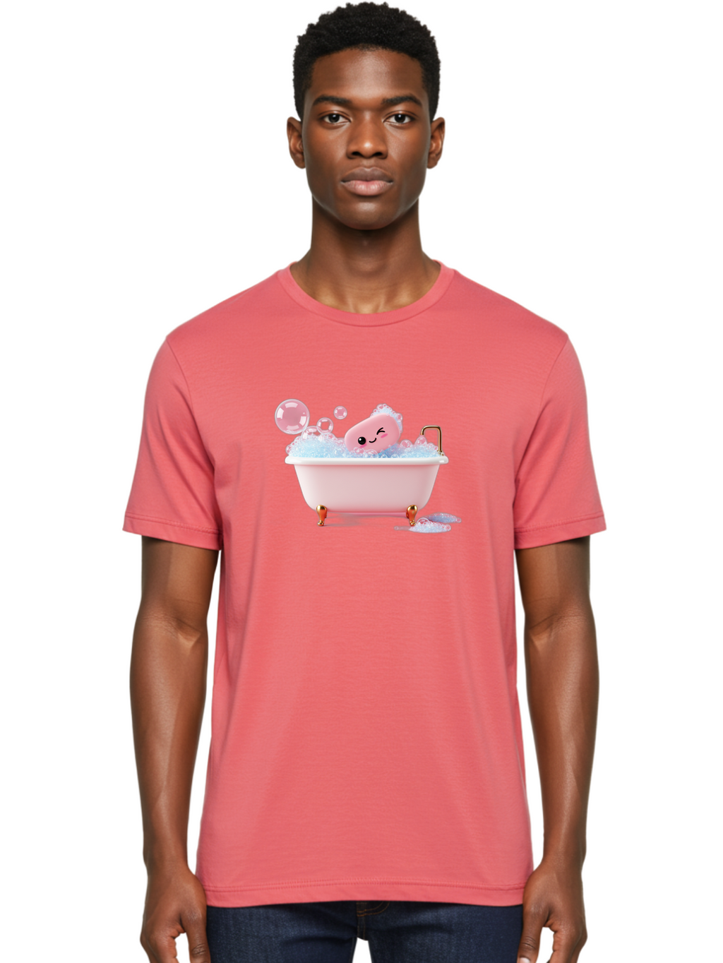 Pink-Soap-Character-In-Bathtub Men'S Graphic Tee, 100% Cotton, Comfortable Casual Summer Wear, Machine Washable, Vintage Camera, Old Camera, Antique Camera, Black Camera, Classic Photography, Photography Equipment, Nostalgic Device, Baf357