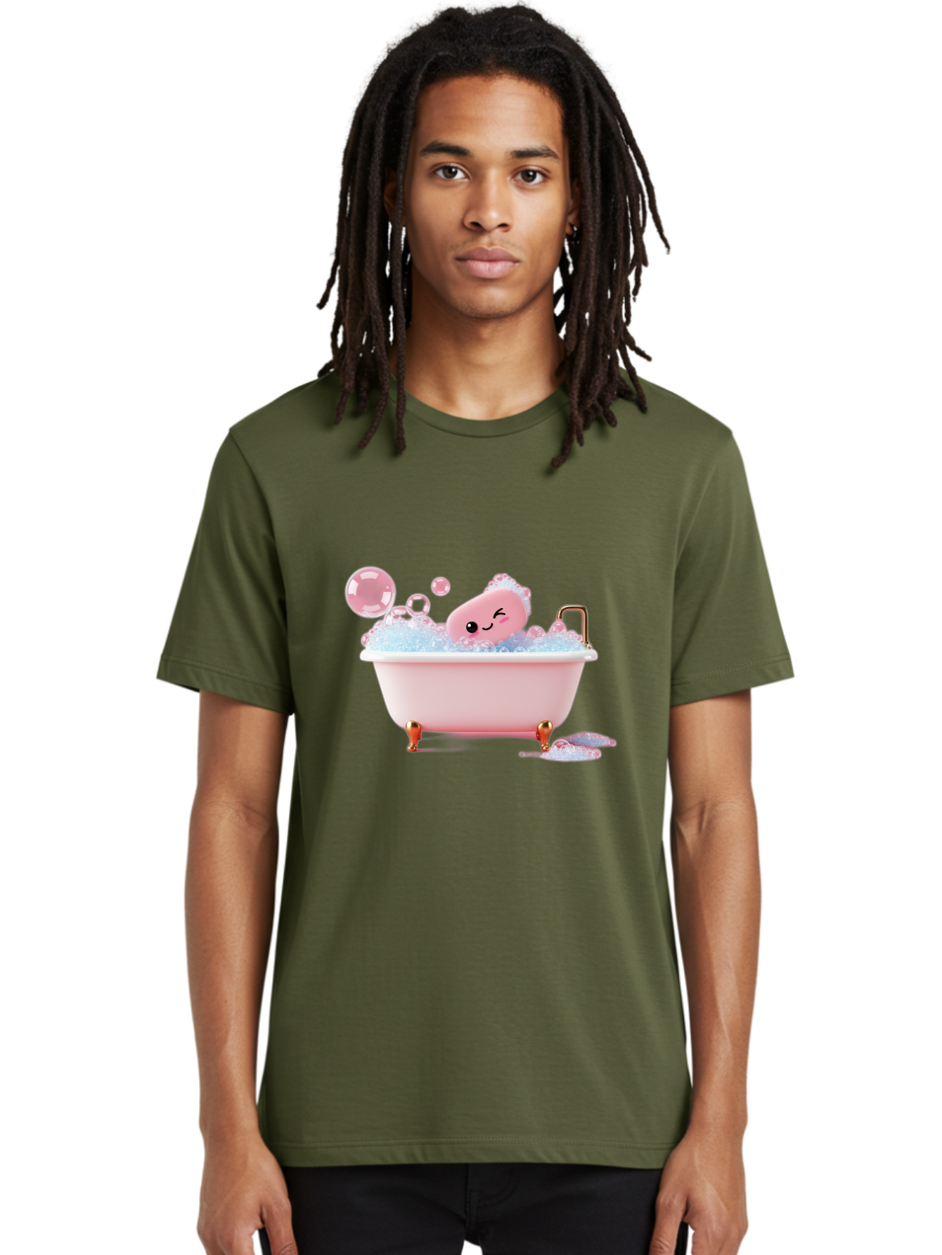 Pink-Soap-Character-In-Bathtub Men'S Graphic Tee, 100% Cotton, Comfortable Casual Summer Wear, Machine Washable, Vintage Camera, Old Camera, Antique Camera, Black Camera, Classic Photography, Photography Equipment, Nostalgic Device, Baf357