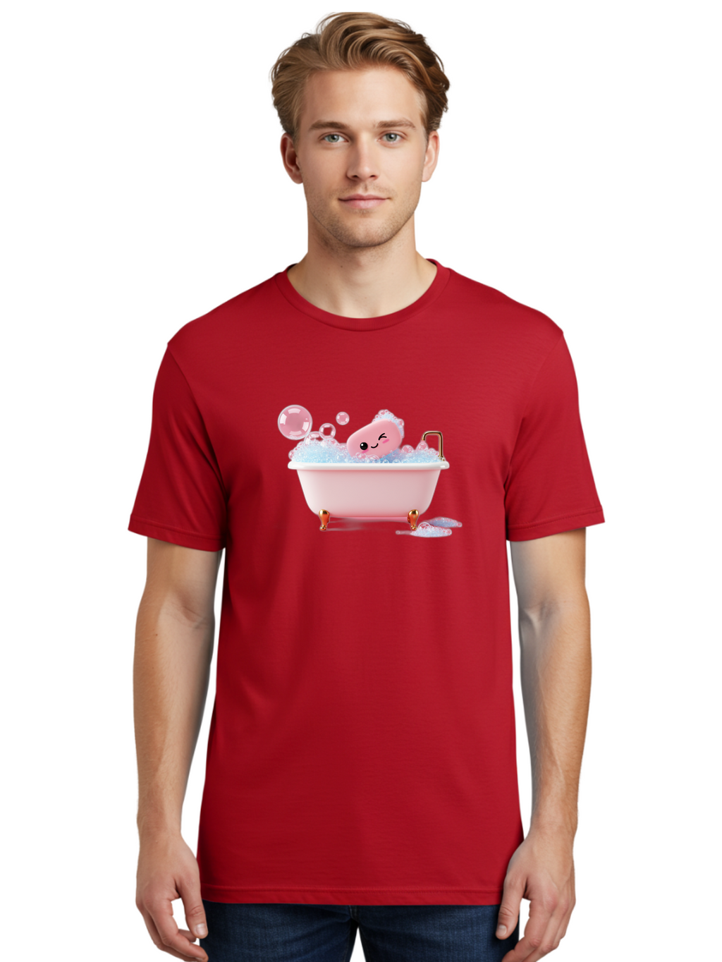 Pink-Soap-Character-In-Bathtub Men'S Graphic Tee, 100% Cotton, Comfortable Casual Summer Wear, Machine Washable, Vintage Camera, Old Camera, Antique Camera, Black Camera, Classic Photography, Photography Equipment, Nostalgic Device, Baf357