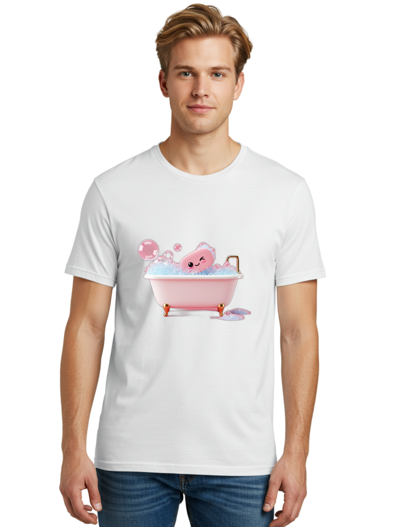 Pink-Soap-Character-In-Bathtub Men'S Graphic Tee, 100% Cotton, Comfortable Casual Summer Wear, Machine Washable, Vintage Camera, Old Camera, Antique Camera, Black Camera, Classic Photography, Photography Equipment, Nostalgic Device, Baf357