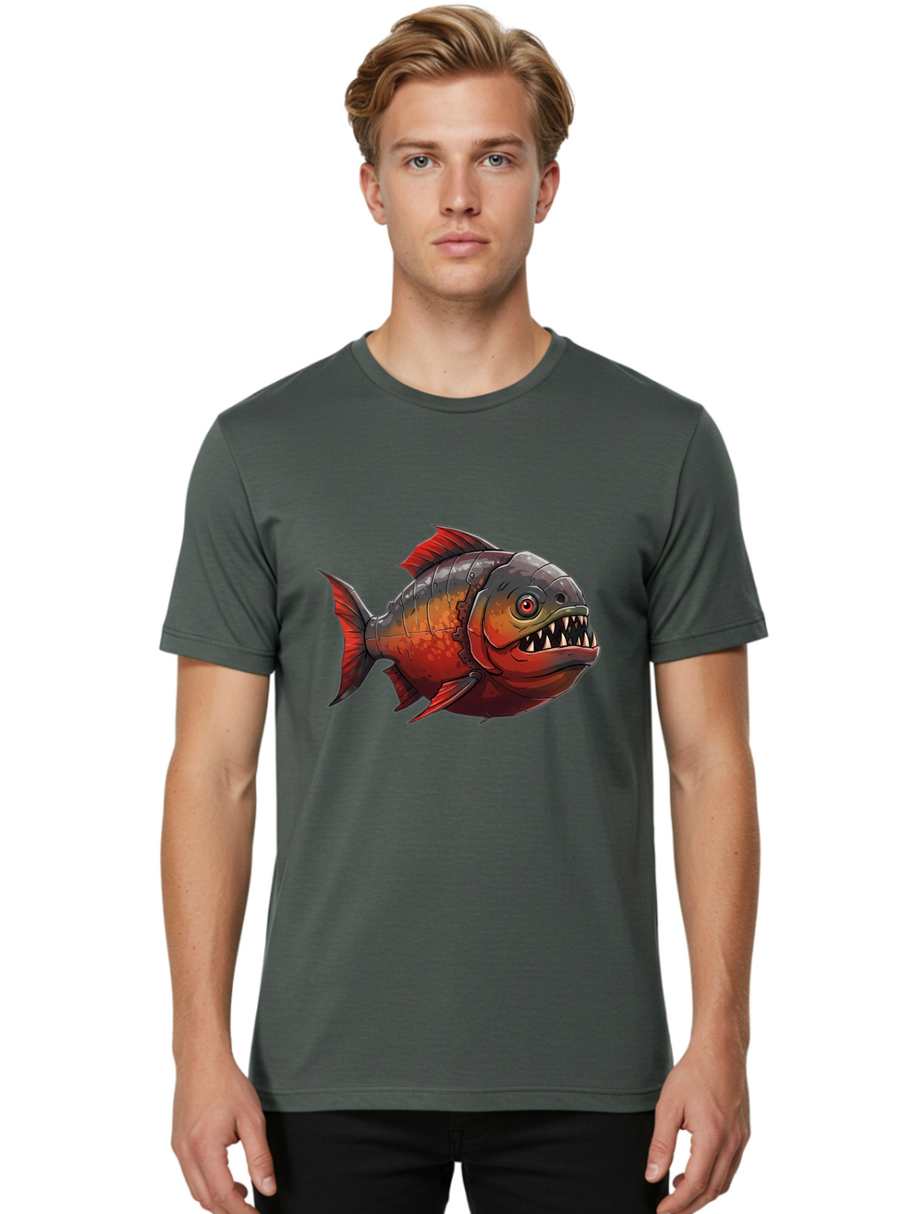 Piranha Men'S Graphic Tee, 100% Cotton, Comfortable Casual Summer Wear, Machine Washable, Vintage Camera, Old Camera, Antique Camera, Black Camera, Classic Photography, Photography Equipment, Nostalgic Device, Film Camera, Camera Art Baf360
