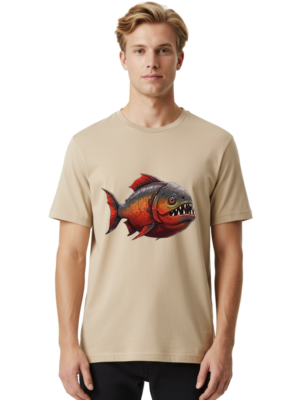 Piranha Men'S Graphic Tee, 100% Cotton, Comfortable Casual Summer Wear, Machine Washable, Vintage Camera, Old Camera, Antique Camera, Black Camera, Classic Photography, Photography Equipment, Nostalgic Device, Film Camera, Camera Art Baf360