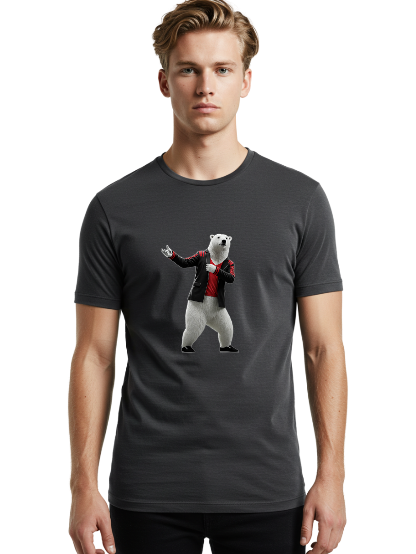 Polar-Bear-In-Jacket Men'S Graphic Tee, 100% Cotton, Comfortable Casual Summer Wear, Machine Washable, Vintage Camera, Old Camera, Antique Camera, Black Camera, Classic Photography, Photography Equipment, Nostalgic Device, Film Camera, Baf400