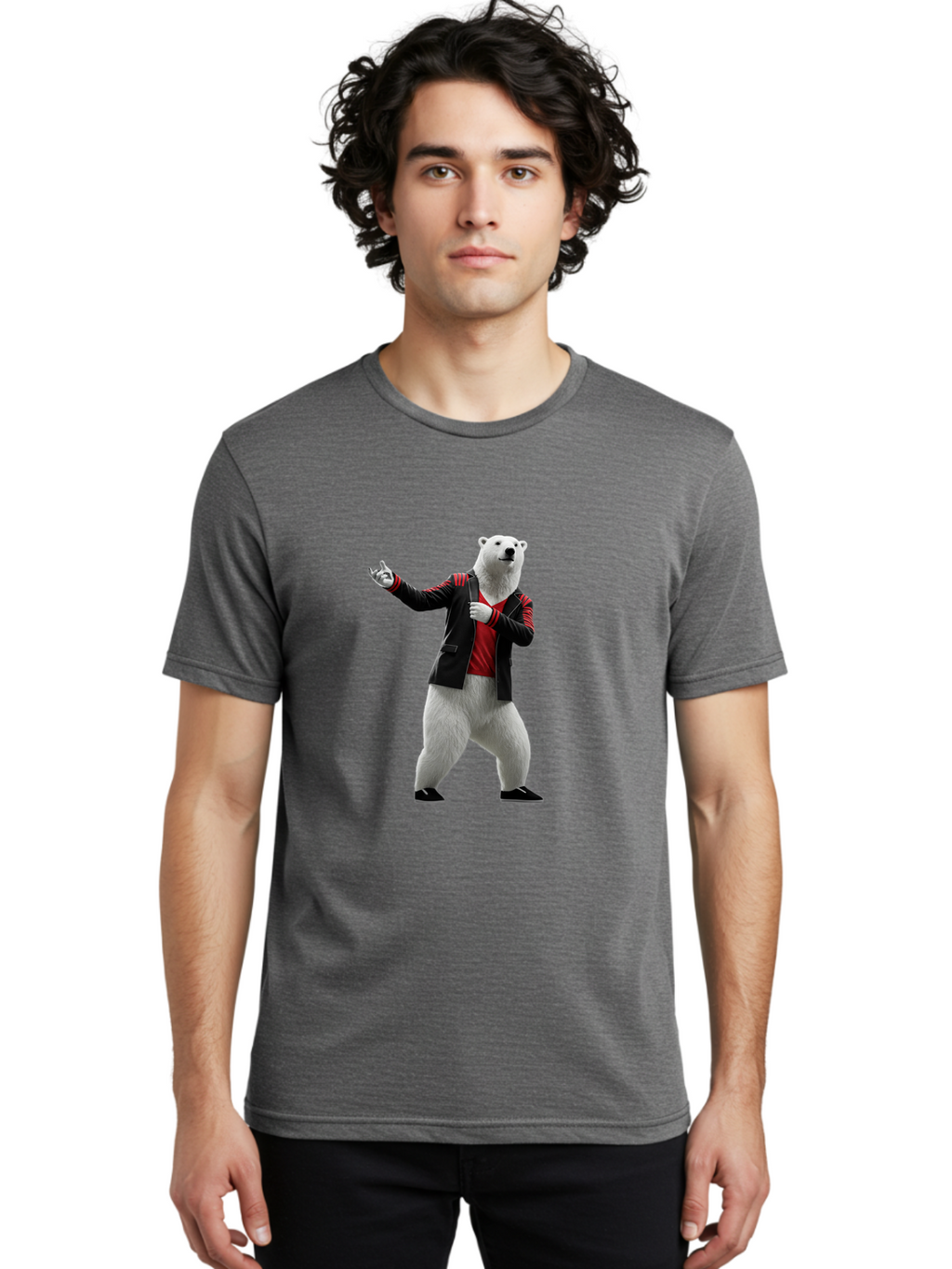 Polar-Bear-In-Jacket Men'S Graphic Tee, 100% Cotton, Comfortable Casual Summer Wear, Machine Washable, Vintage Camera, Old Camera, Antique Camera, Black Camera, Classic Photography, Photography Equipment, Nostalgic Device, Film Camera, Baf400
