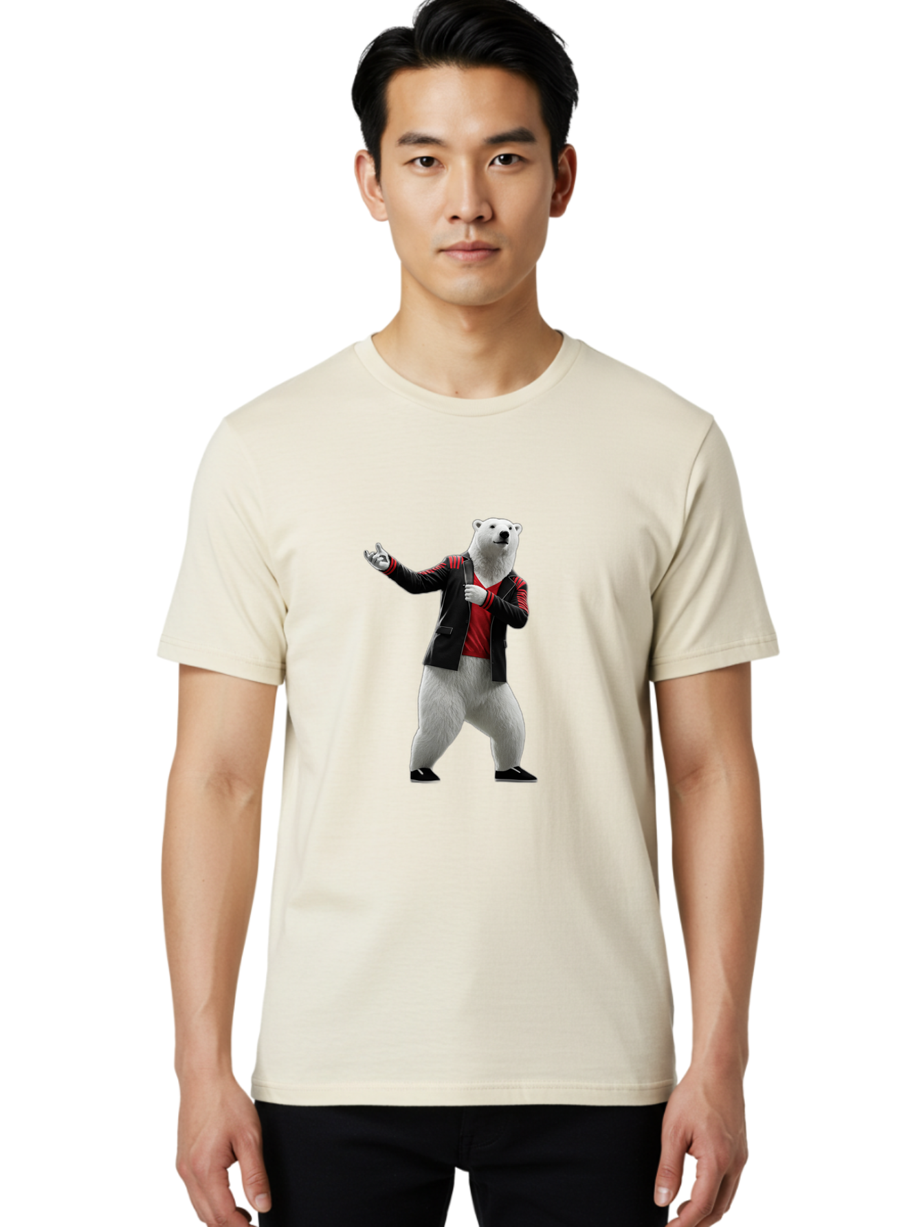 Polar-Bear-In-Jacket Men'S Graphic Tee, 100% Cotton, Comfortable Casual Summer Wear, Machine Washable, Vintage Camera, Old Camera, Antique Camera, Black Camera, Classic Photography, Photography Equipment, Nostalgic Device, Film Camera, Baf400
