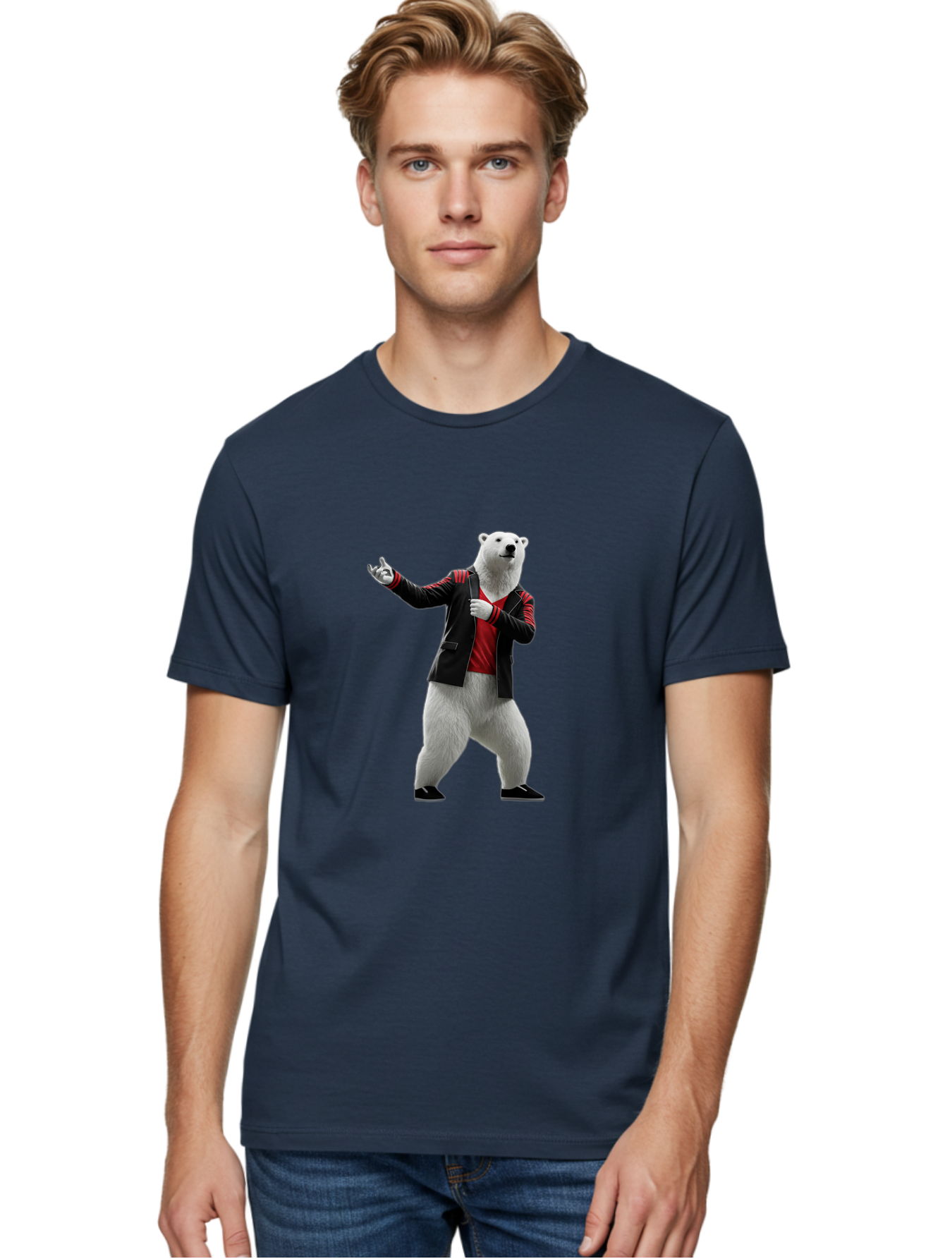 Polar-Bear-In-Jacket Men'S Graphic Tee, 100% Cotton, Comfortable Casual Summer Wear, Machine Washable, Vintage Camera, Old Camera, Antique Camera, Black Camera, Classic Photography, Photography Equipment, Nostalgic Device, Film Camera, Baf400
