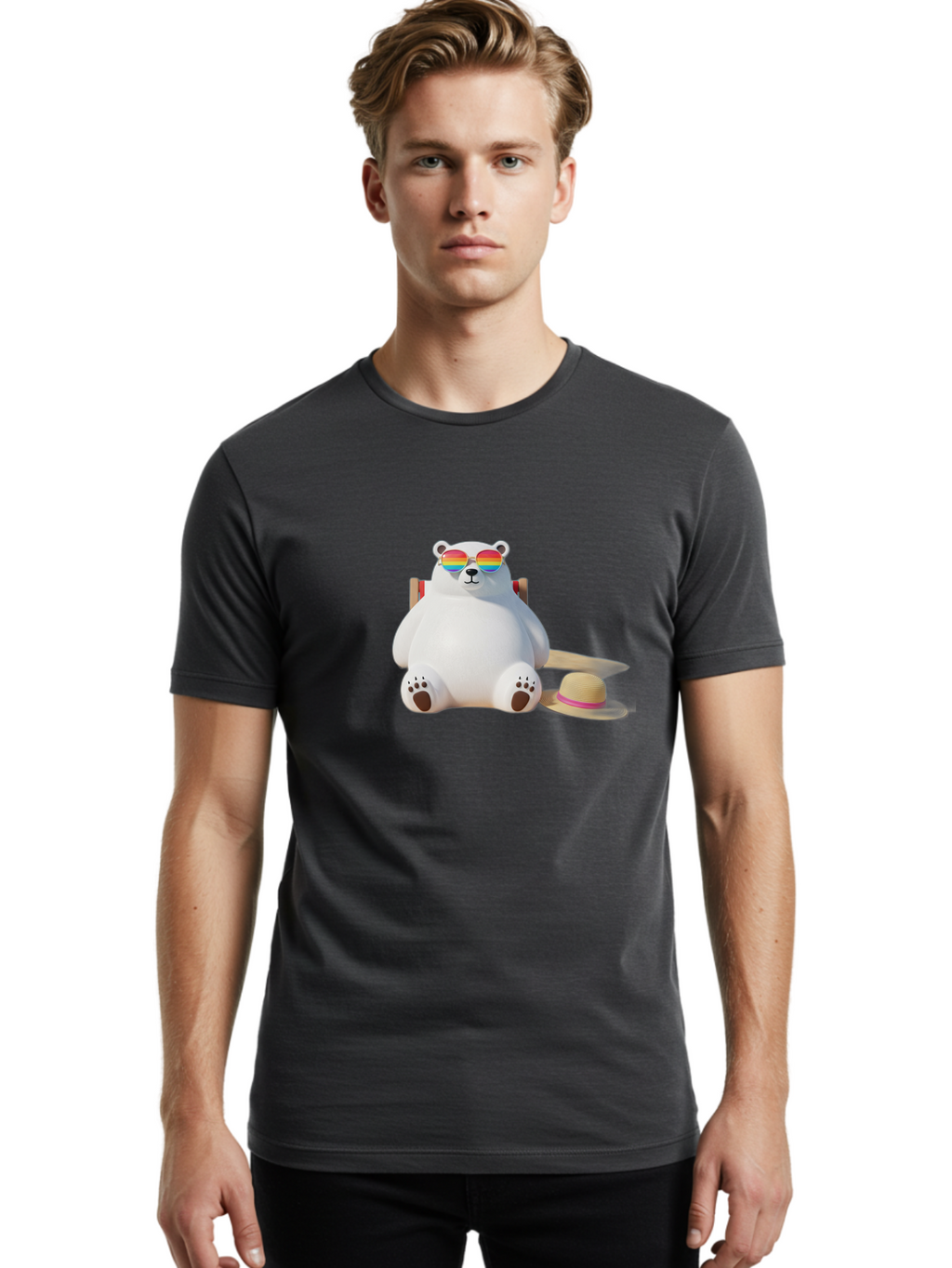 Polar-Bear-In-Sunglasses Men'S Graphic Tee, 100% Cotton, Comfortable Casual Summer Wear, Machine Washable, Vintage Camera, Old Camera, Antique Camera, Black Camera, Classic Photography, Photography Equipment, Nostalgic Device, Film Camera, Baf403