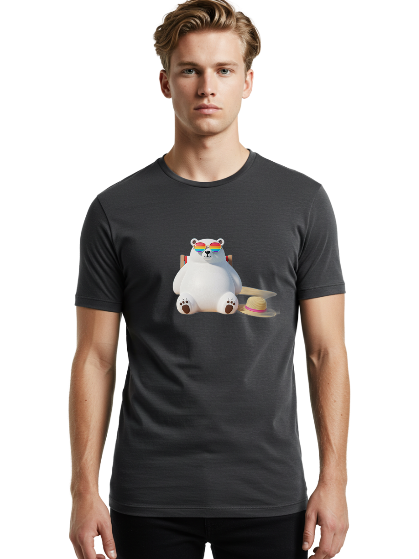 Polar-Bear-In-Sunglasses Men'S Graphic Tee, 100% Cotton, Comfortable Casual Summer Wear, Machine Washable, Vintage Camera, Old Camera, Antique Camera, Black Camera, Classic Photography, Photography Equipment, Nostalgic Device, Film Camera, Baf403