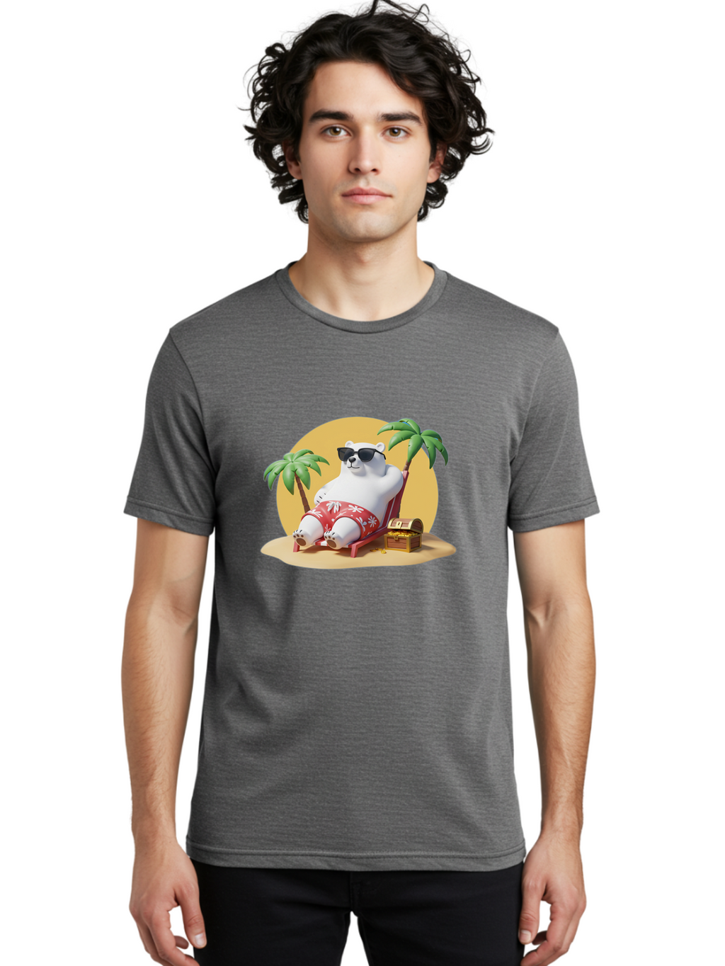 Polar-Bear-On-Beach Men'S Graphic Tee, 100% Cotton, Comfortable Casual Summer Wear, Machine Washable, Vintage Camera, Old Camera, Antique Camera, Black Camera, Classic Photography, Photography Equipment, Nostalgic Device, Film Camera, Baf405