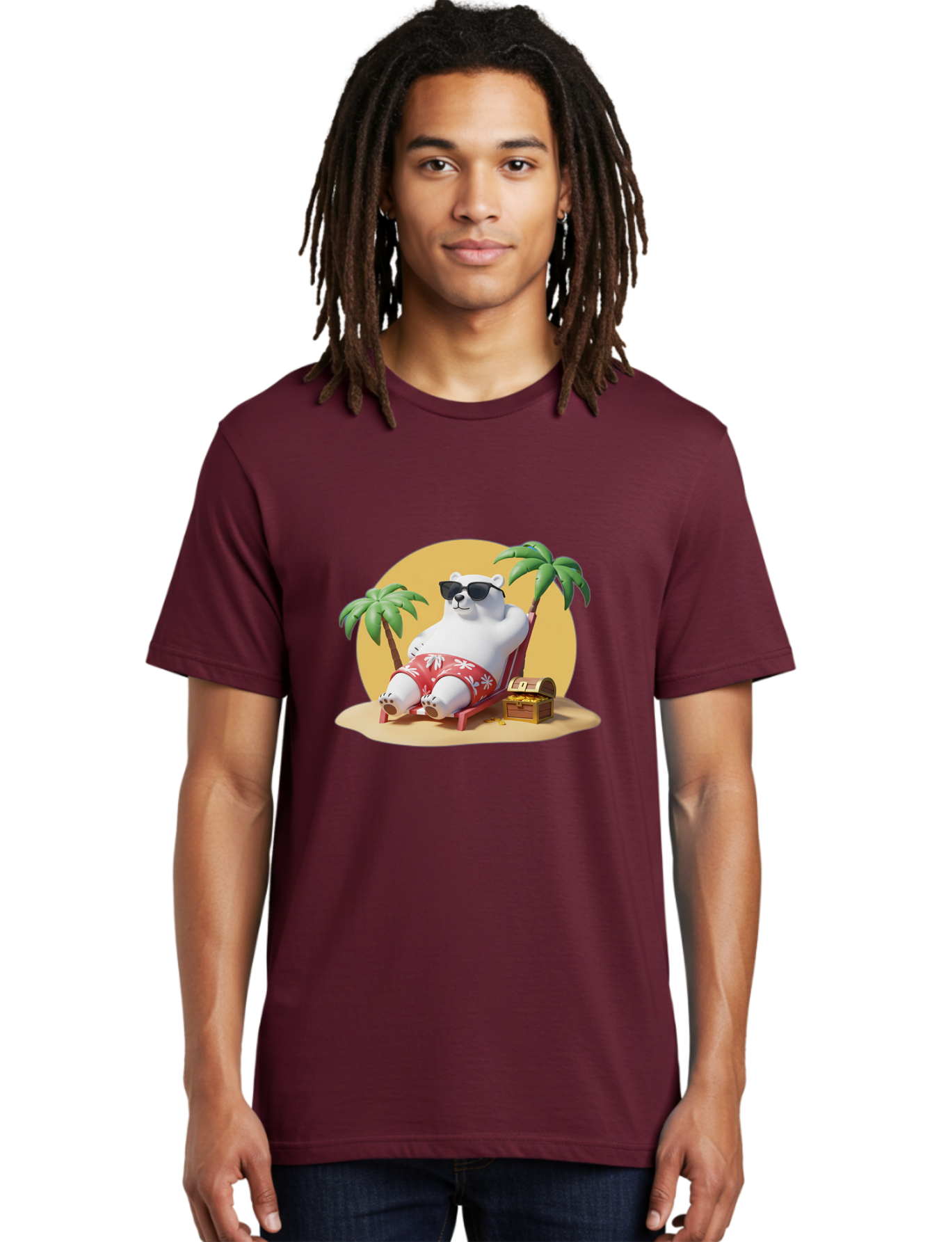 Polar-Bear-On-Beach Men'S Graphic Tee, 100% Cotton, Comfortable Casual Summer Wear, Machine Washable, Vintage Camera, Old Camera, Antique Camera, Black Camera, Classic Photography, Photography Equipment, Nostalgic Device, Film Camera, Baf405