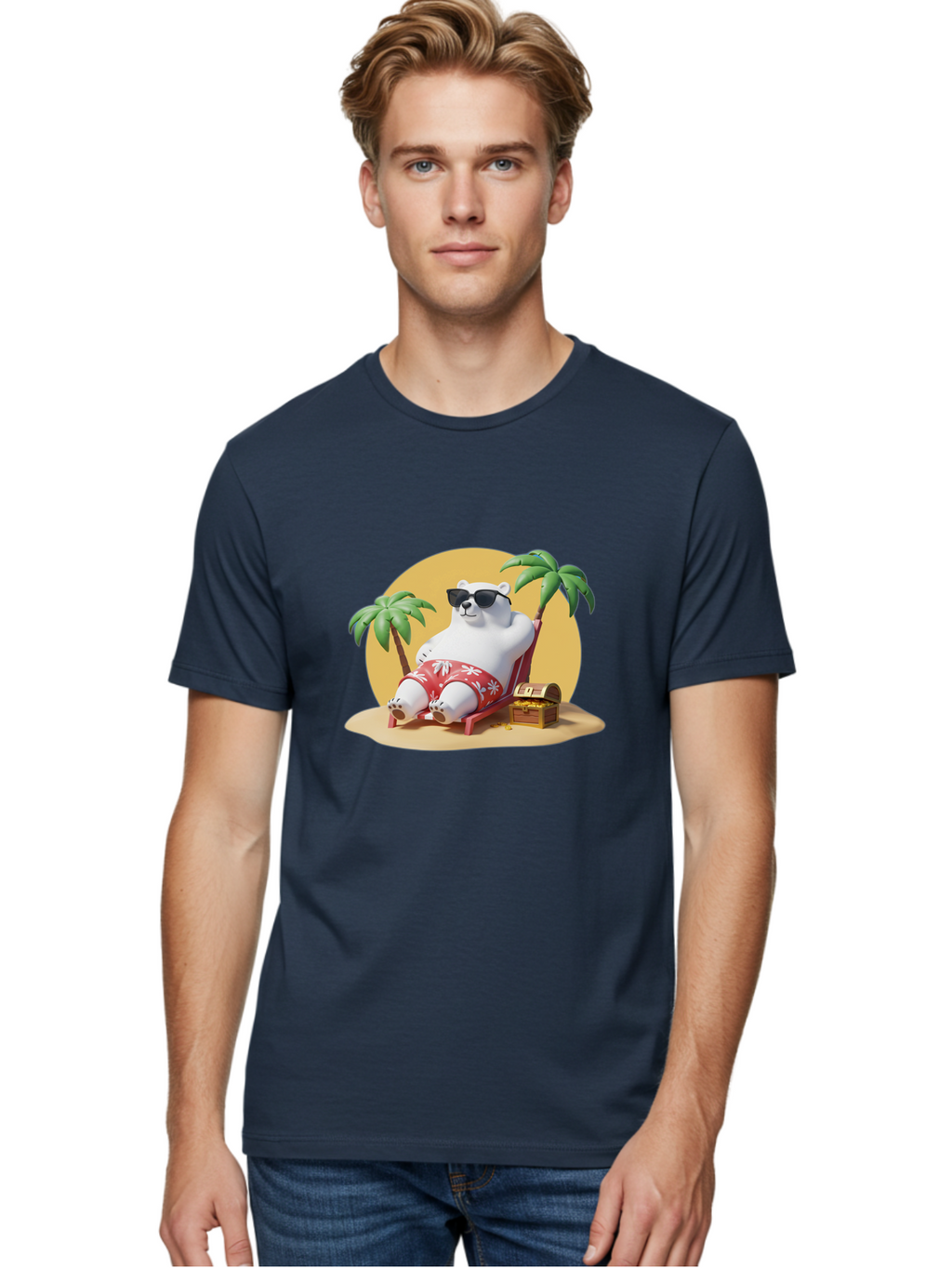 Polar-Bear-On-Beach Men'S Graphic Tee, 100% Cotton, Comfortable Casual Summer Wear, Machine Washable, Vintage Camera, Old Camera, Antique Camera, Black Camera, Classic Photography, Photography Equipment, Nostalgic Device, Film Camera, Baf405