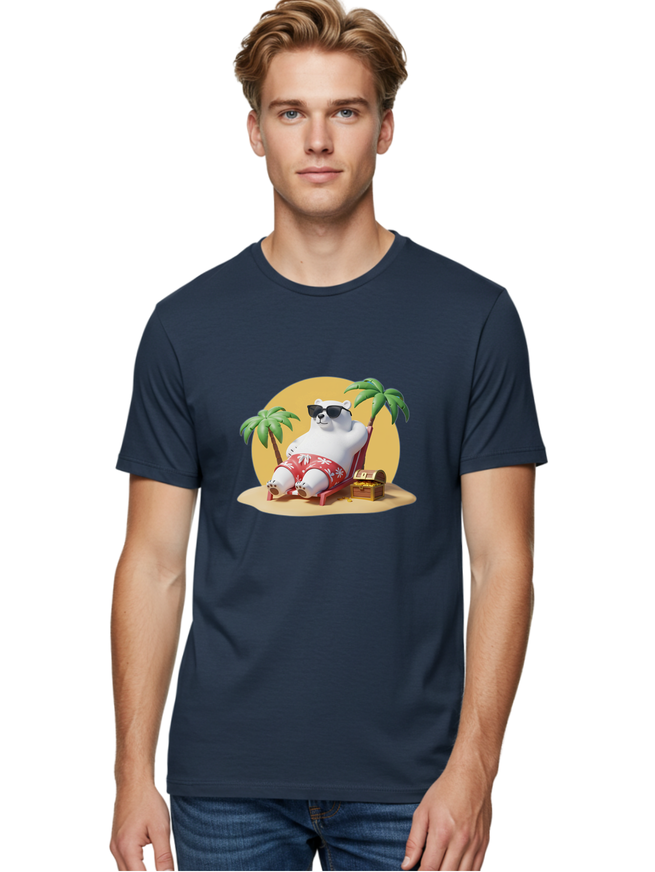 Polar-Bear-On-Beach Men'S Graphic Tee, 100% Cotton, Comfortable Casual Summer Wear, Machine Washable, Vintage Camera, Old Camera, Antique Camera, Black Camera, Classic Photography, Photography Equipment, Nostalgic Device, Film Camera, Baf405