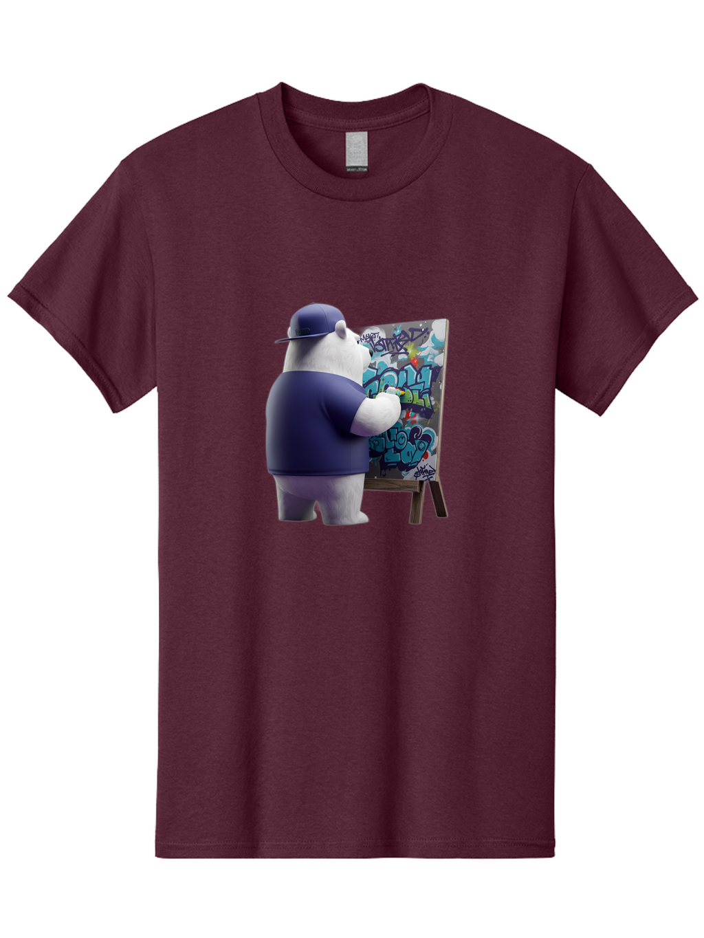 Polar-Bear-Painting-Graffiti Men'S Graphic Tee, 100% Cotton, Comfortable Casual Summer Wear, Machine Washable, Vintage Camera, Old Camera, Antique Camera, Black Camera, Classic Photography, Photography Equipment, Nostalgic Device, Film Camera, Baf406