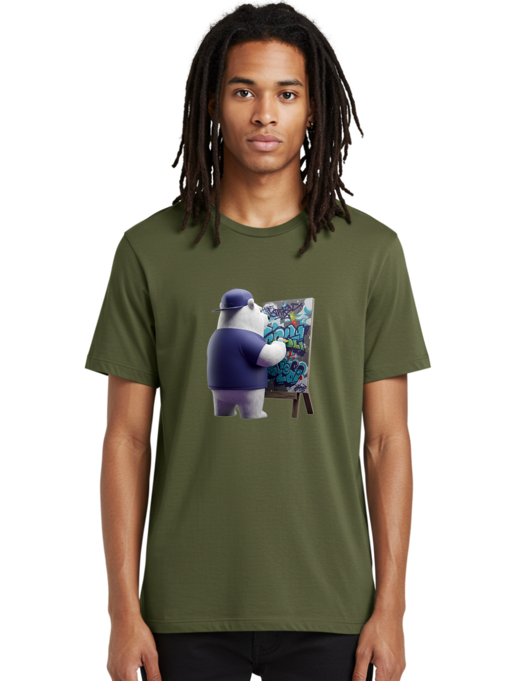 Polar-Bear-Painting-Graffiti Men'S Graphic Tee, 100% Cotton, Comfortable Casual Summer Wear, Machine Washable, Vintage Camera, Old Camera, Antique Camera, Black Camera, Classic Photography, Photography Equipment, Nostalgic Device, Film Camera, Baf406