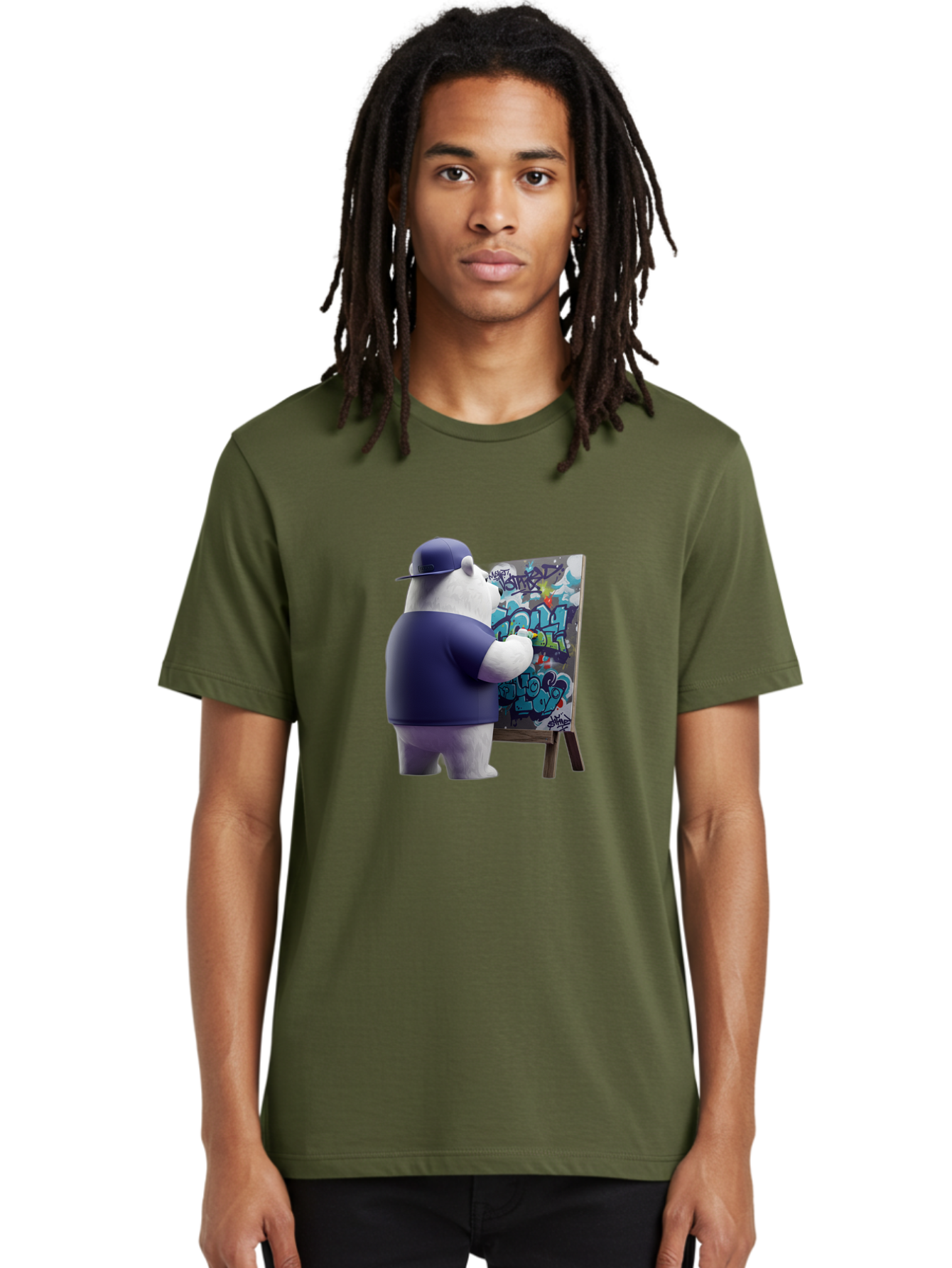 Polar-Bear-Painting-Graffiti Men'S Graphic Tee, 100% Cotton, Comfortable Casual Summer Wear, Machine Washable, Vintage Camera, Old Camera, Antique Camera, Black Camera, Classic Photography, Photography Equipment, Nostalgic Device, Film Camera, Baf406