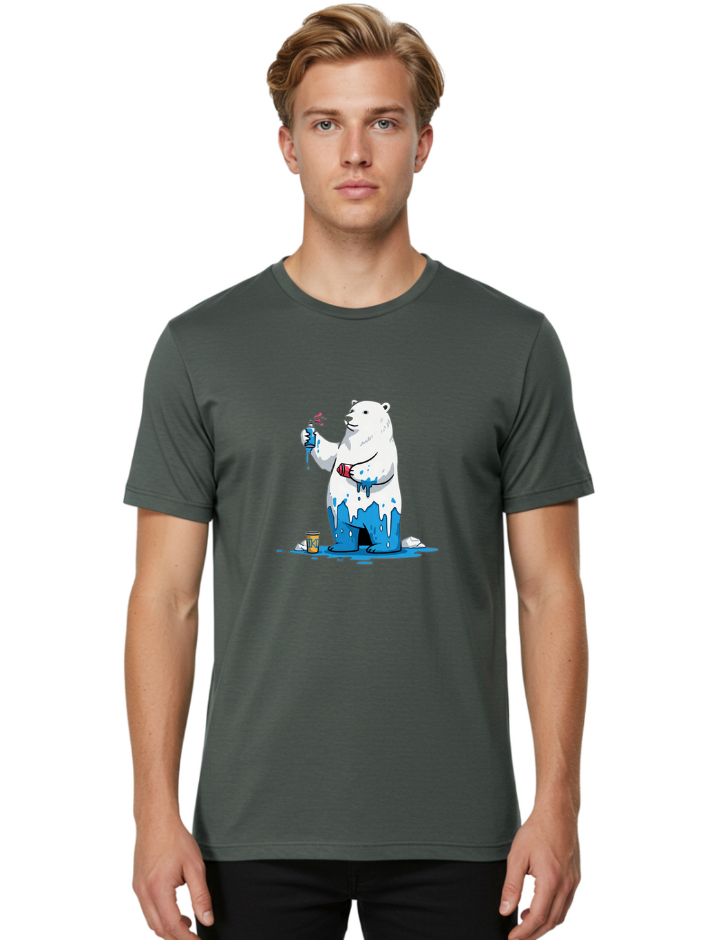 Polar-Bear-Painting Men'S Graphic Tee, 100% Cotton, Comfortable Casual Summer Wear, Machine Washable, Vintage Camera, Old Camera, Antique Camera, Black Camera, Classic Photography, Photography Equipment, Nostalgic Device, Film Camera, Baf407