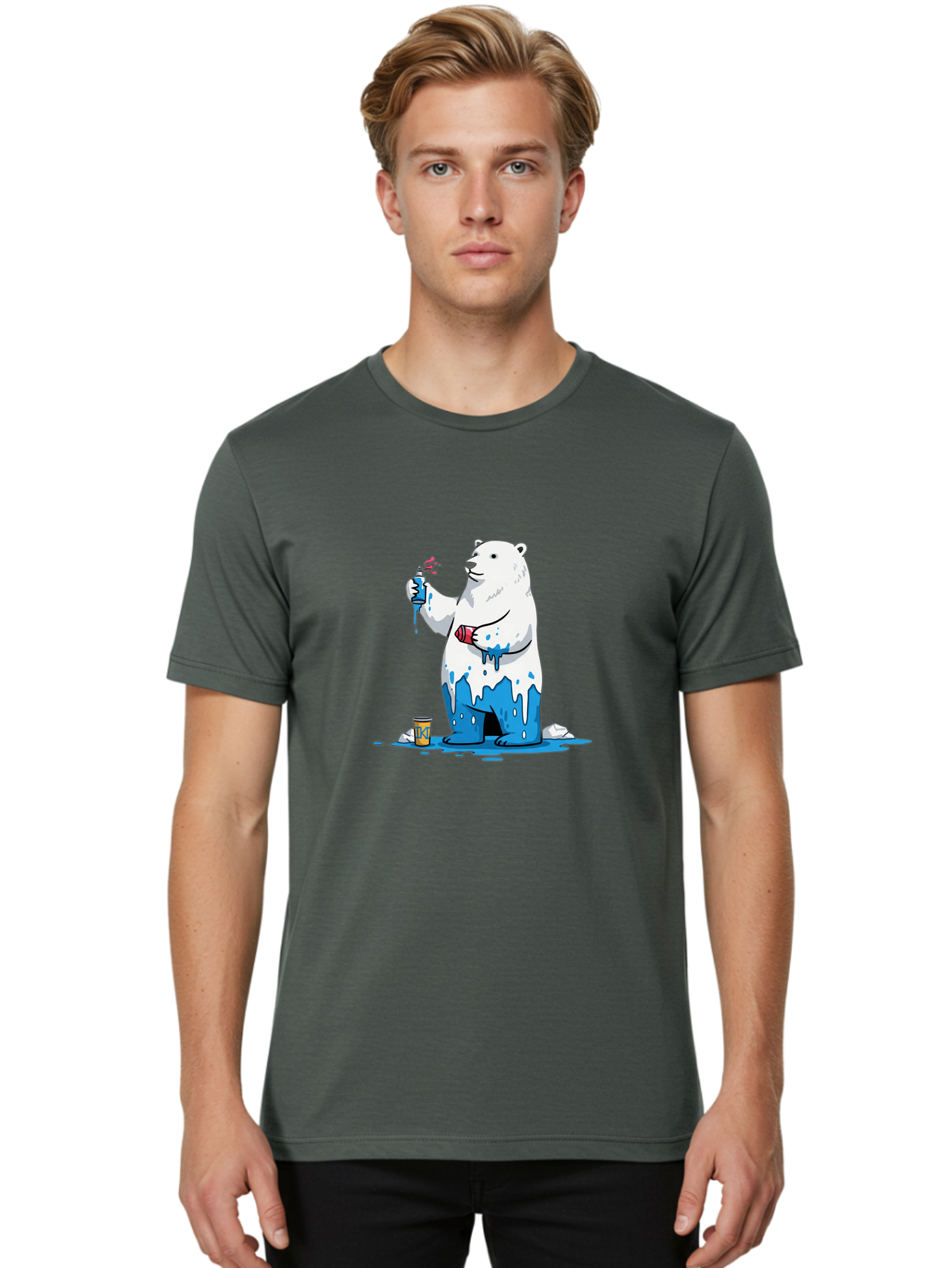 Polar-Bear-Painting Men'S Graphic Tee, 100% Cotton, Comfortable Casual Summer Wear, Machine Washable, Vintage Camera, Old Camera, Antique Camera, Black Camera, Classic Photography, Photography Equipment, Nostalgic Device, Film Camera, Baf407