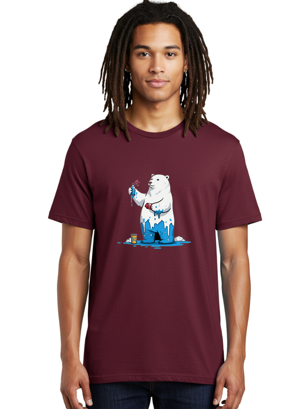 Polar-Bear-Painting Men'S Graphic Tee, 100% Cotton, Comfortable Casual Summer Wear, Machine Washable, Vintage Camera, Old Camera, Antique Camera, Black Camera, Classic Photography, Photography Equipment, Nostalgic Device, Film Camera, Baf407
