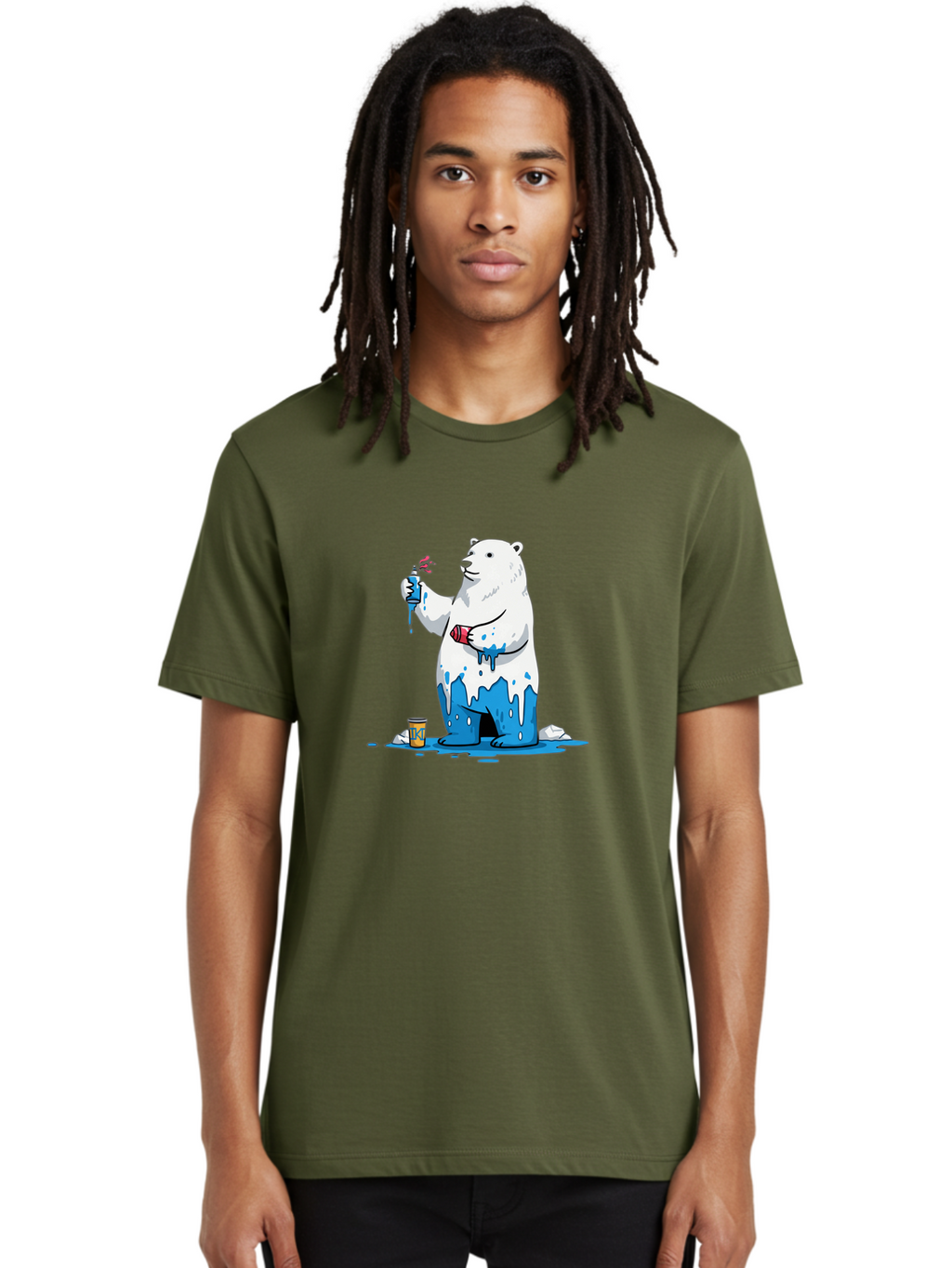 Polar-Bear-Painting Men'S Graphic Tee, 100% Cotton, Comfortable Casual Summer Wear, Machine Washable, Vintage Camera, Old Camera, Antique Camera, Black Camera, Classic Photography, Photography Equipment, Nostalgic Device, Film Camera, Baf407