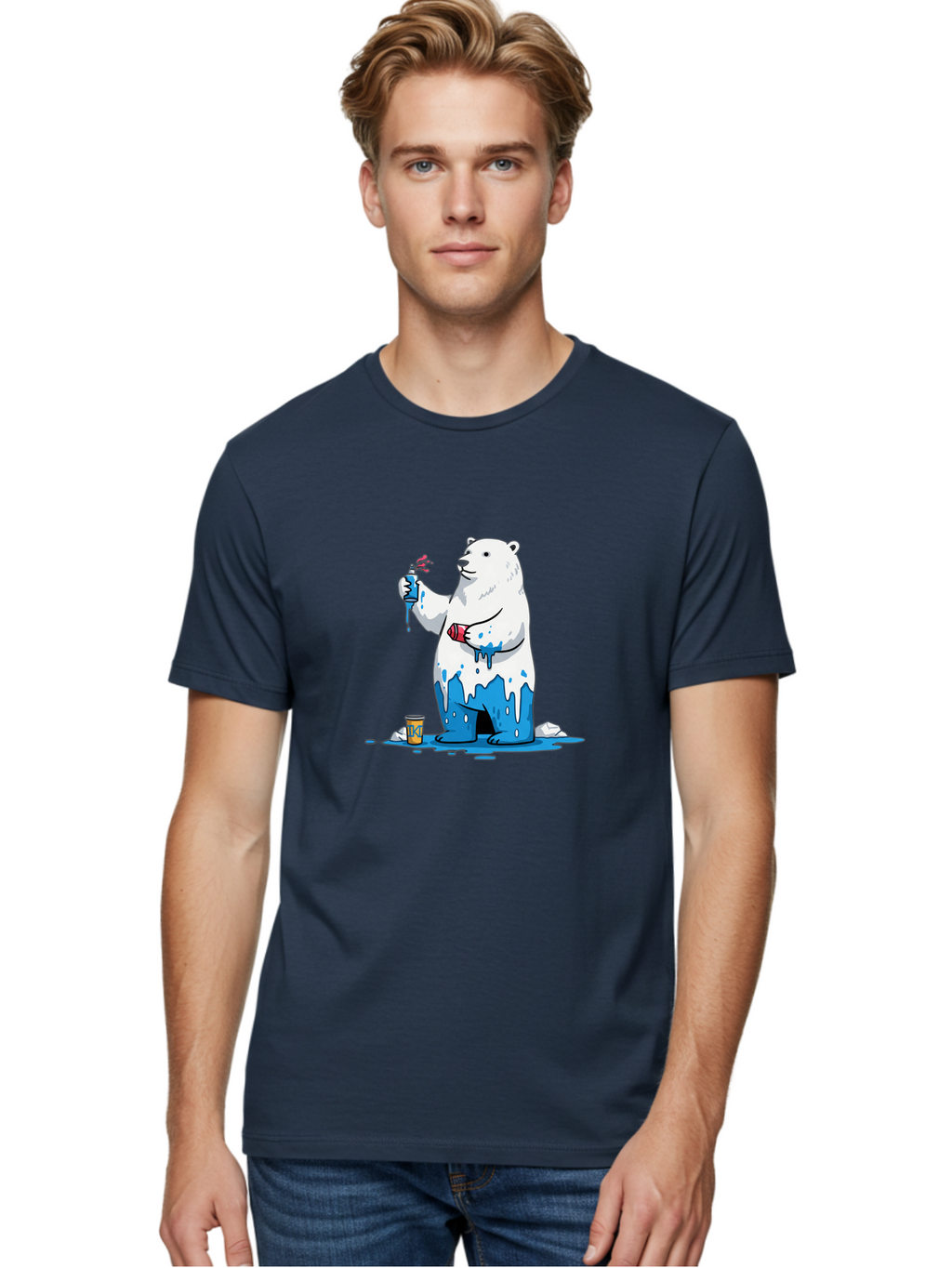 Polar-Bear-Painting Men'S Graphic Tee, 100% Cotton, Comfortable Casual Summer Wear, Machine Washable, Vintage Camera, Old Camera, Antique Camera, Black Camera, Classic Photography, Photography Equipment, Nostalgic Device, Film Camera, Baf407