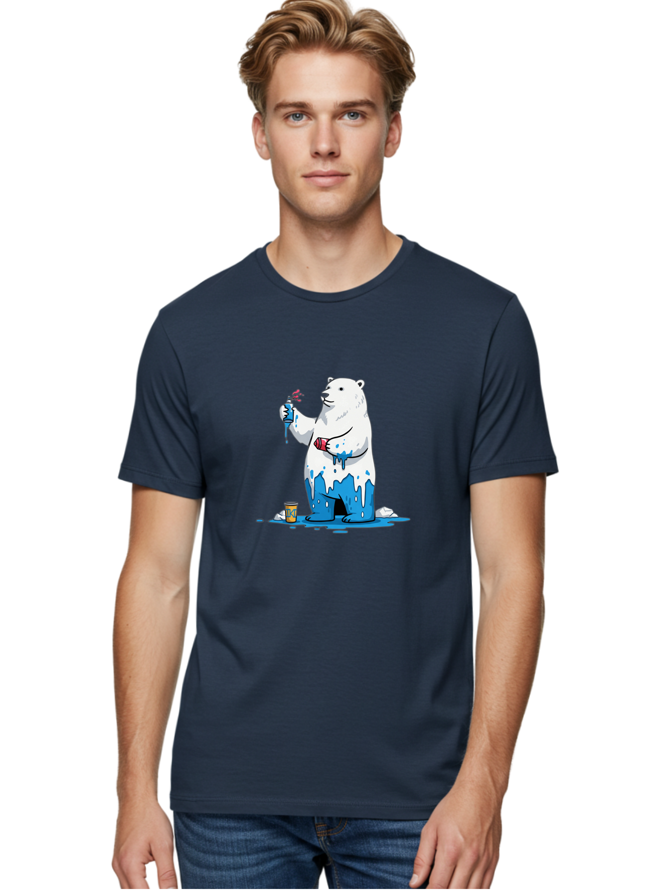 Polar-Bear-Painting Men'S Graphic Tee, 100% Cotton, Comfortable Casual Summer Wear, Machine Washable, Vintage Camera, Old Camera, Antique Camera, Black Camera, Classic Photography, Photography Equipment, Nostalgic Device, Film Camera, Baf407