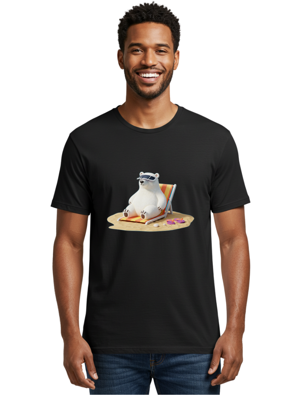 Polar-Bear-Relaxing-1 Men'S Graphic Tee, 100% Cotton, Comfortable Casual Summer Wear, Machine Washable, Vintage Camera, Old Camera, Antique Camera, Black Camera, Classic Photography, Photography Equipment, Nostalgic Device, Film Camera, Baf408