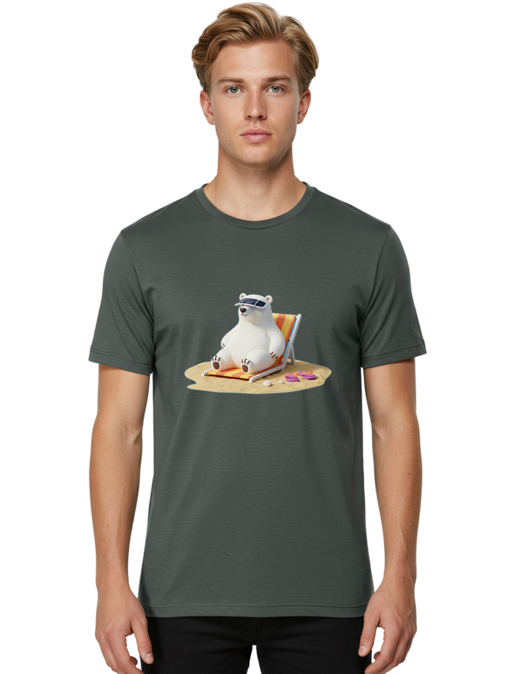 Polar-Bear-Relaxing-1 Men'S Graphic Tee, 100% Cotton, Comfortable Casual Summer Wear, Machine Washable, Vintage Camera, Old Camera, Antique Camera, Black Camera, Classic Photography, Photography Equipment, Nostalgic Device, Film Camera, Baf408