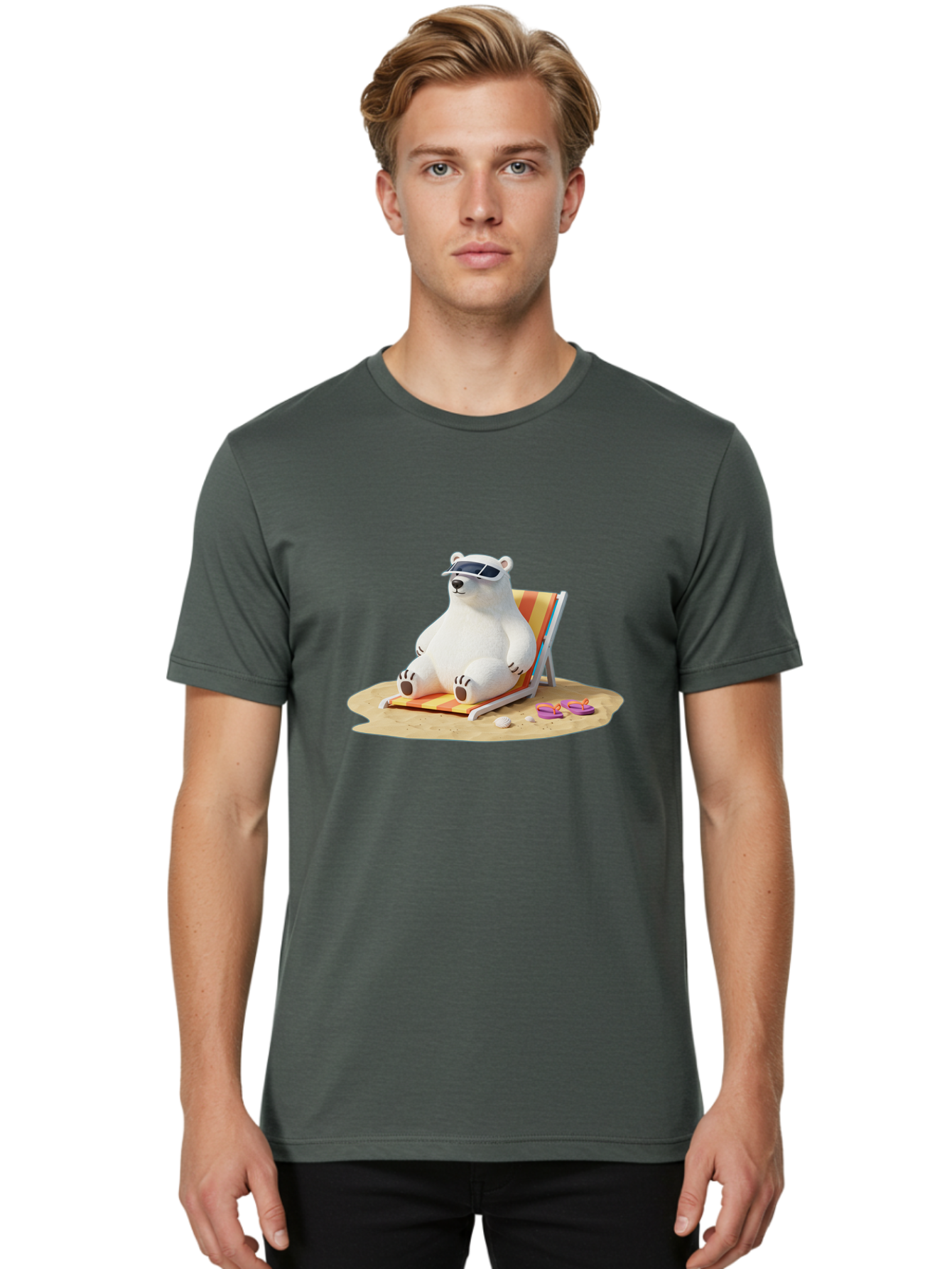 Polar-Bear-Relaxing-1 Men'S Graphic Tee, 100% Cotton, Comfortable Casual Summer Wear, Machine Washable, Vintage Camera, Old Camera, Antique Camera, Black Camera, Classic Photography, Photography Equipment, Nostalgic Device, Film Camera, Baf408