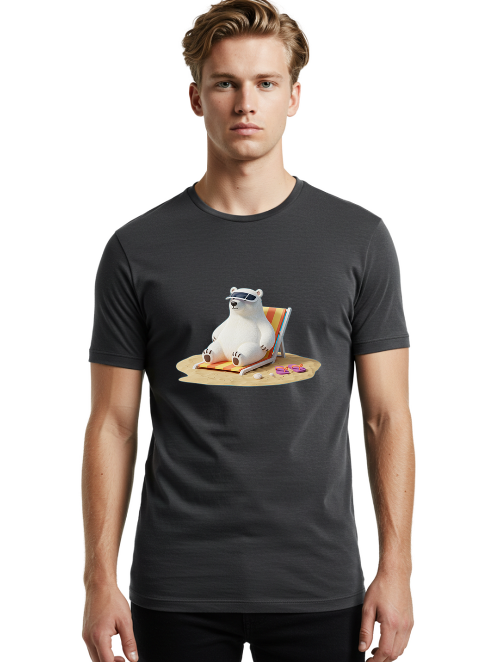 Polar-Bear-Relaxing-1 Men'S Graphic Tee, 100% Cotton, Comfortable Casual Summer Wear, Machine Washable, Vintage Camera, Old Camera, Antique Camera, Black Camera, Classic Photography, Photography Equipment, Nostalgic Device, Film Camera, Baf408