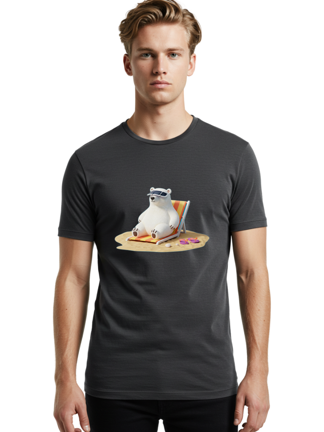 Polar-Bear-Relaxing-1 Men'S Graphic Tee, 100% Cotton, Comfortable Casual Summer Wear, Machine Washable, Vintage Camera, Old Camera, Antique Camera, Black Camera, Classic Photography, Photography Equipment, Nostalgic Device, Film Camera, Baf408