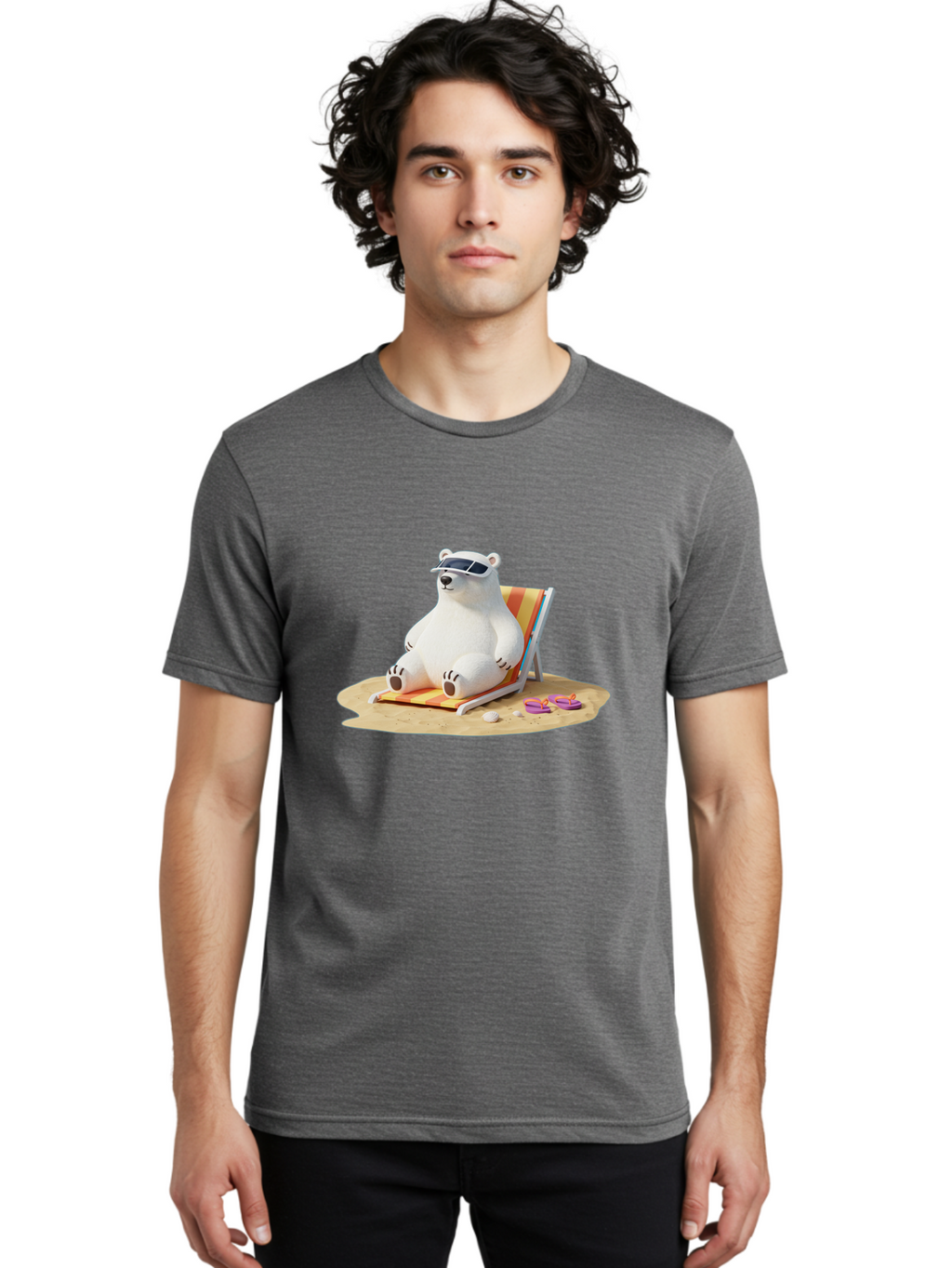 Polar-Bear-Relaxing-1 Men'S Graphic Tee, 100% Cotton, Comfortable Casual Summer Wear, Machine Washable, Vintage Camera, Old Camera, Antique Camera, Black Camera, Classic Photography, Photography Equipment, Nostalgic Device, Film Camera, Baf408