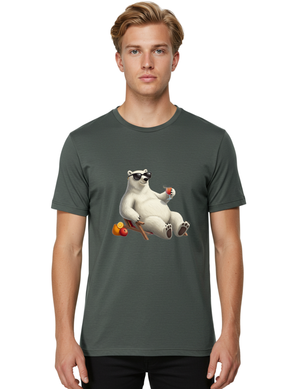 Polar-Bear-Relaxing Men'S Graphic Tee, 100% Cotton, Comfortable Casual Summer Wear, Machine Washable, Vintage Camera, Old Camera, Antique Camera, Black Camera, Classic Photography, Photography Equipment, Nostalgic Device, Film Camera, Baf409