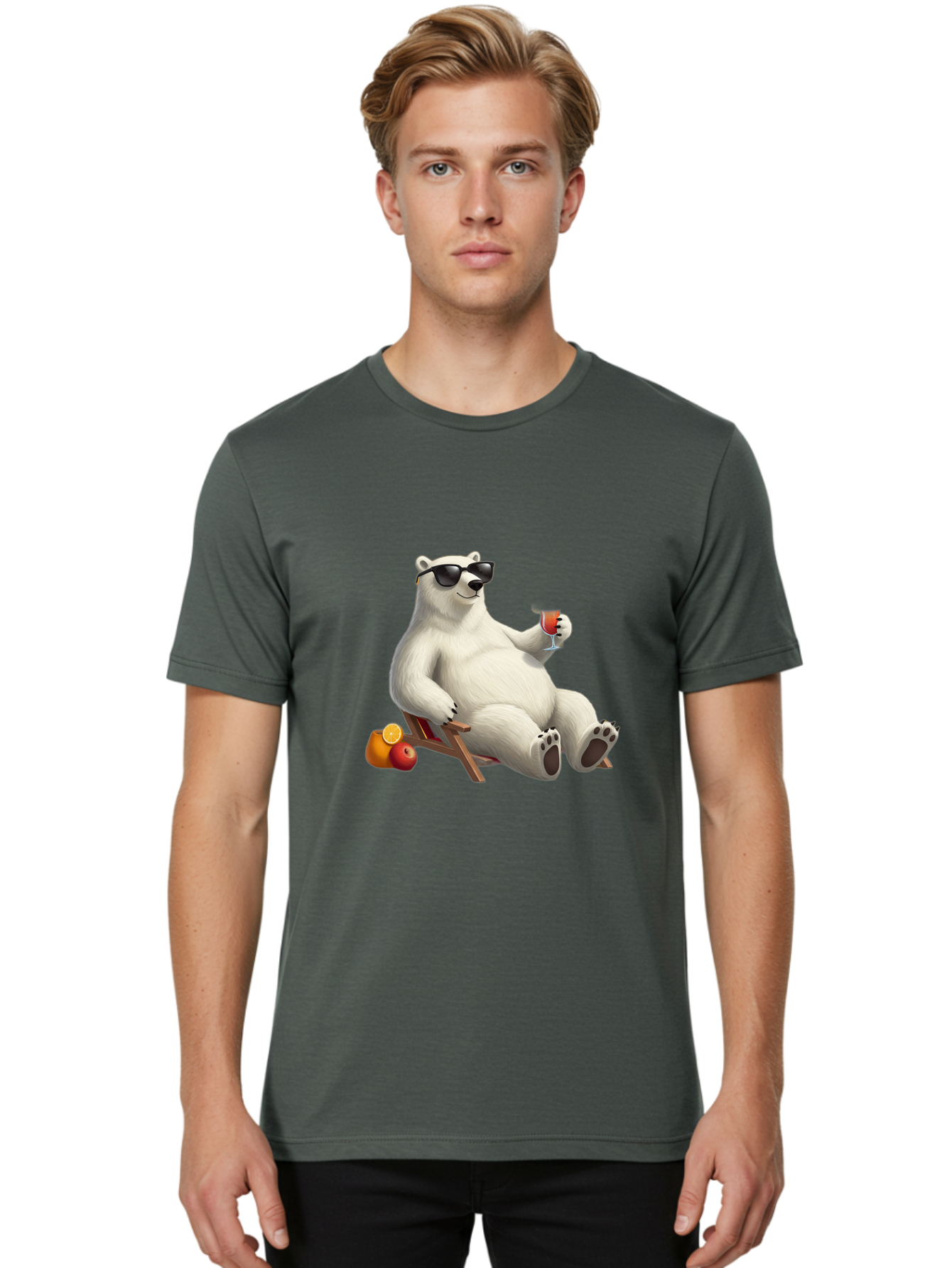 Polar-Bear-Relaxing Men'S Graphic Tee, 100% Cotton, Comfortable Casual Summer Wear, Machine Washable, Vintage Camera, Old Camera, Antique Camera, Black Camera, Classic Photography, Photography Equipment, Nostalgic Device, Film Camera, Baf409
