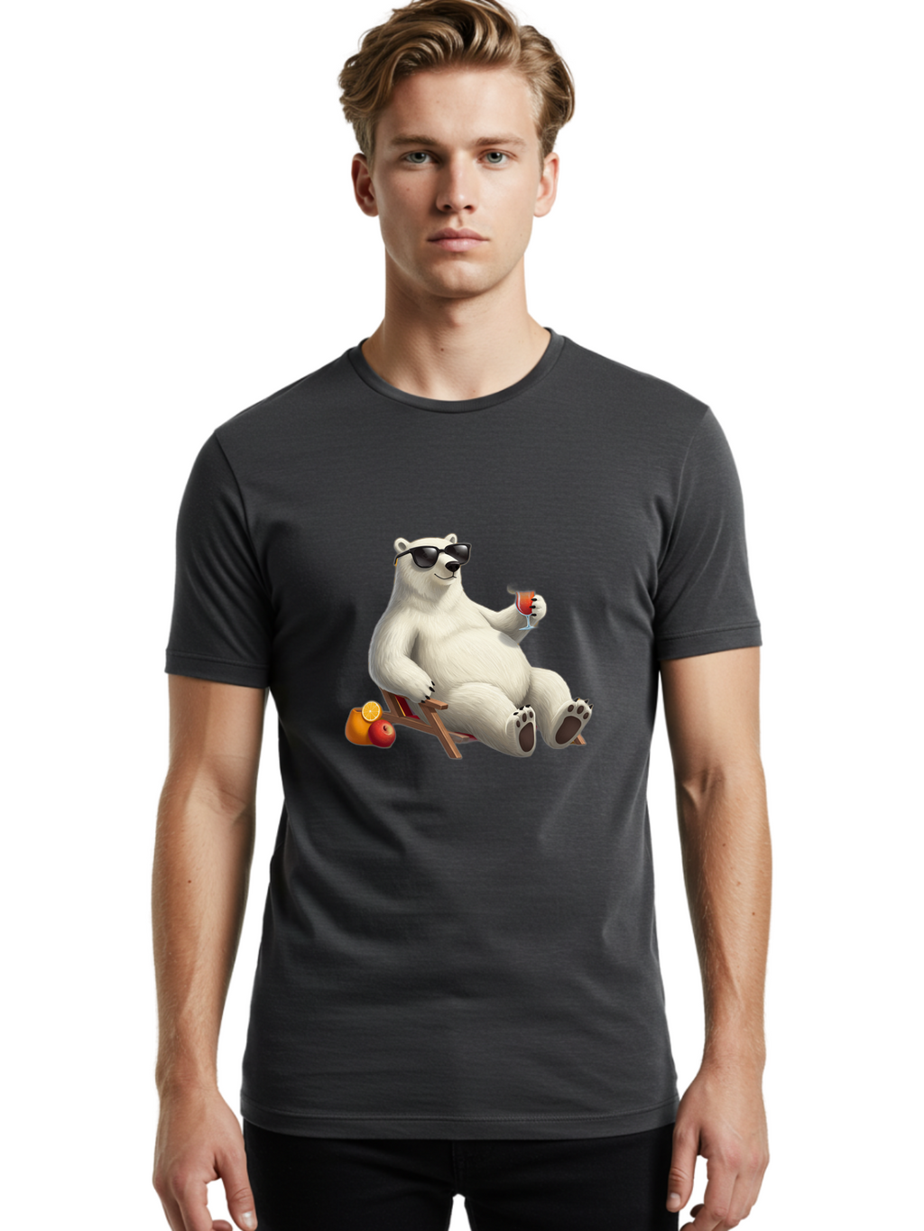 Polar-Bear-Relaxing Men'S Graphic Tee, 100% Cotton, Comfortable Casual Summer Wear, Machine Washable, Vintage Camera, Old Camera, Antique Camera, Black Camera, Classic Photography, Photography Equipment, Nostalgic Device, Film Camera, Baf409