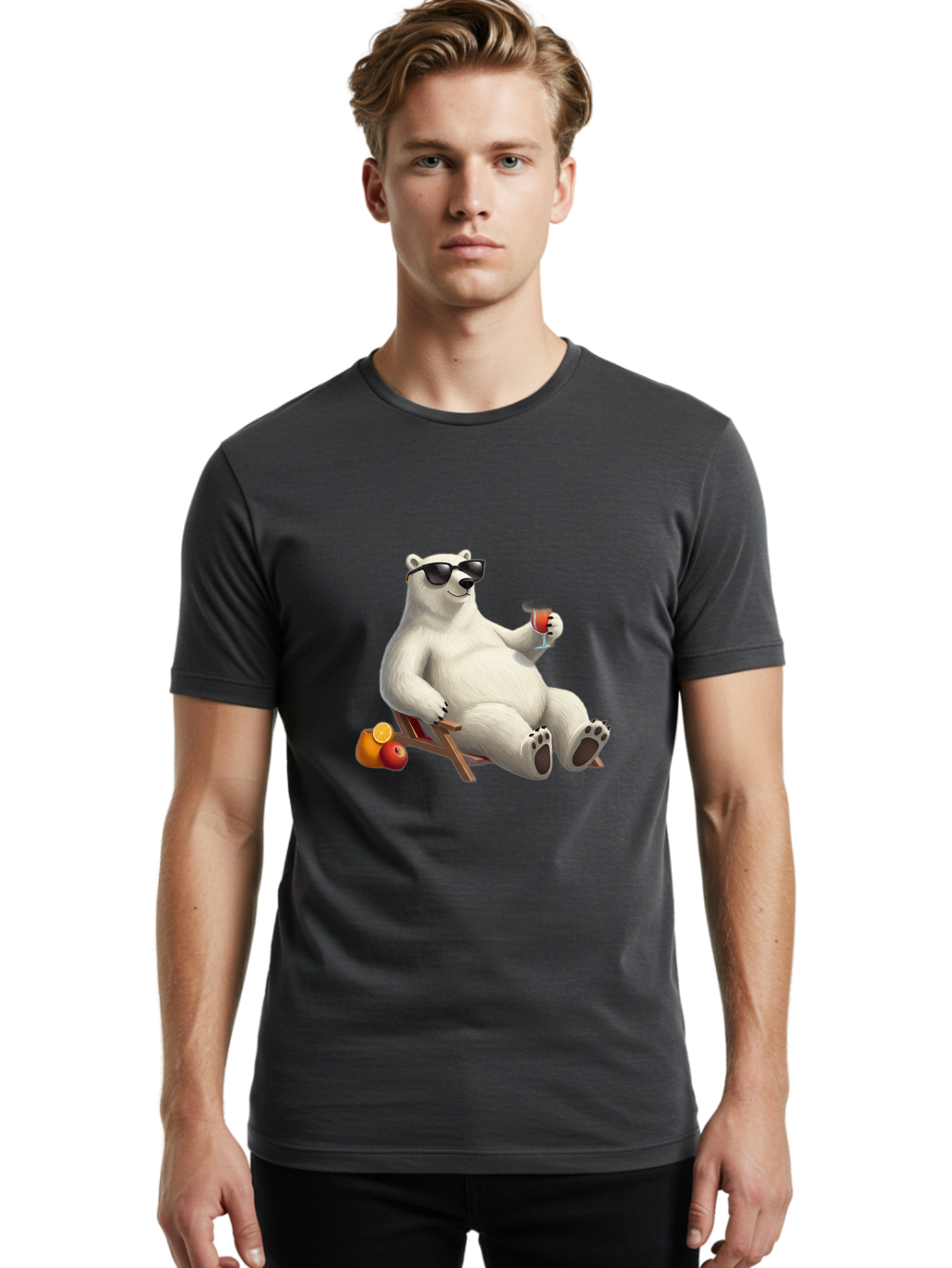 Polar-Bear-Relaxing Men'S Graphic Tee, 100% Cotton, Comfortable Casual Summer Wear, Machine Washable, Vintage Camera, Old Camera, Antique Camera, Black Camera, Classic Photography, Photography Equipment, Nostalgic Device, Film Camera, Baf409